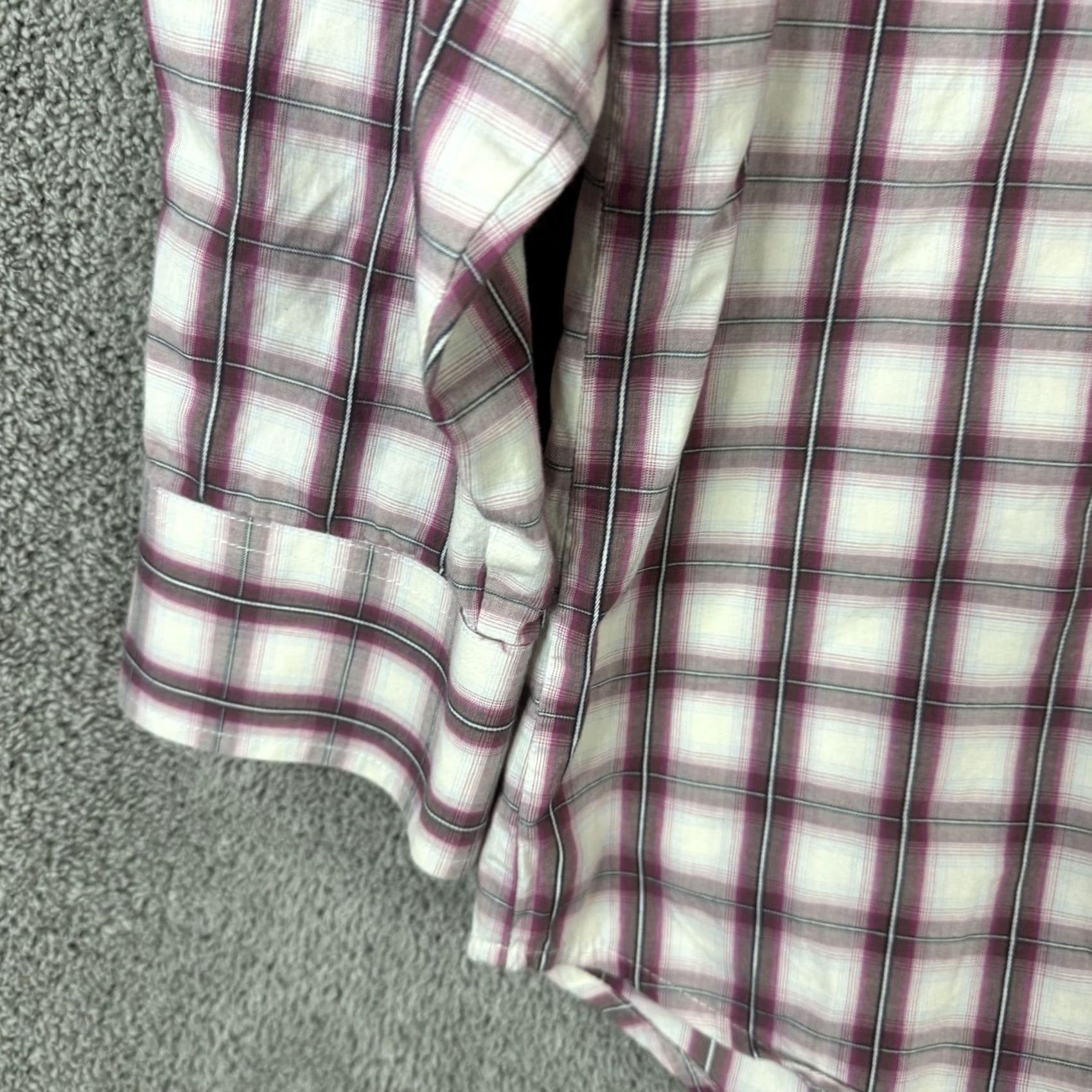 Wrangler VINTAGE Wrangler Western Shirt Mens Large Purple White Plaid Pearl Snap Long Sleeve Size US L / EU 52-54 / 3 - 6 Thumbnail