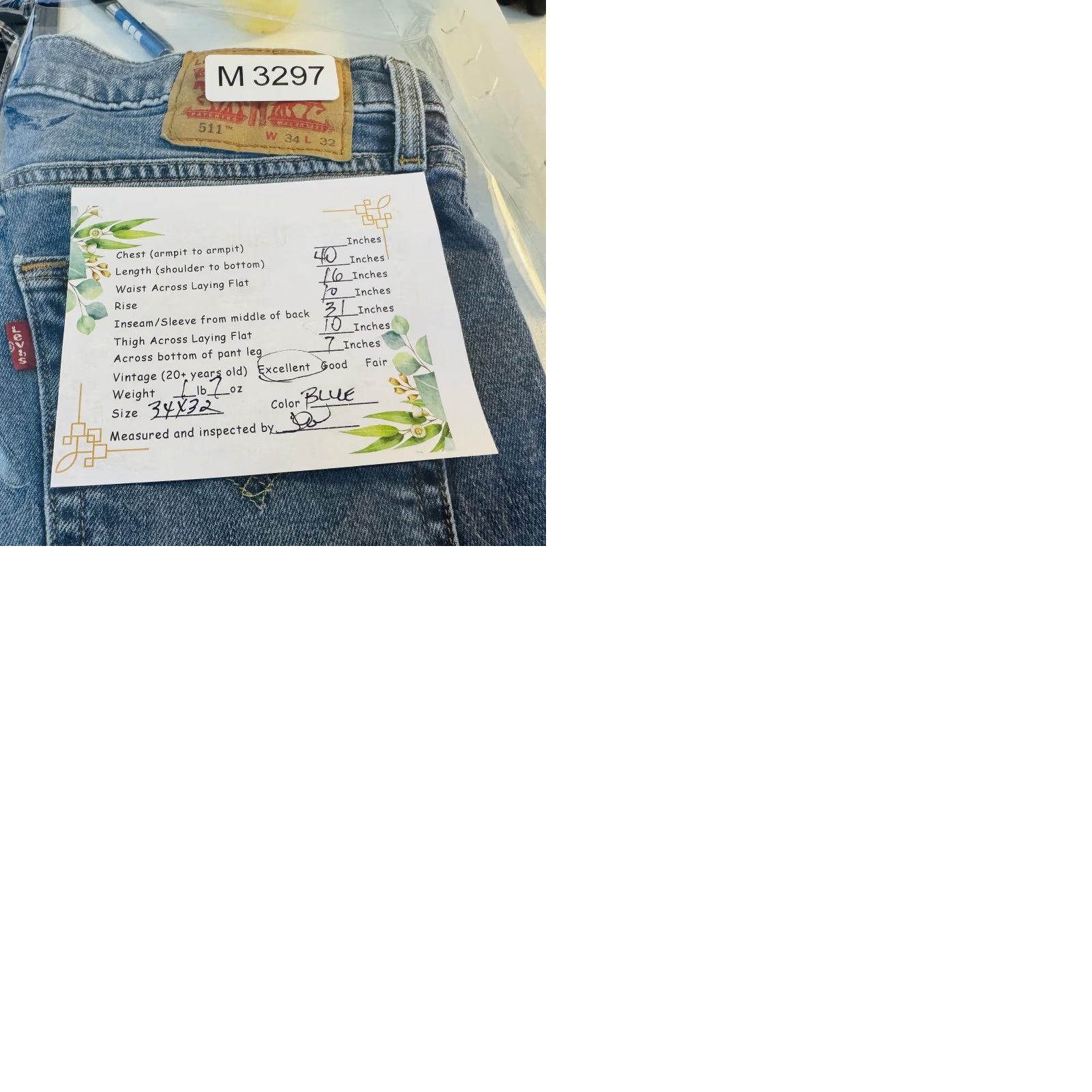 Levi's Levi's 511 Jeans Mens 34x32 Blue Light Wash Slim Tapered Stretch Denim Zip Fly Jeans Size US 34 / EU 50 - 9 Thumbnail