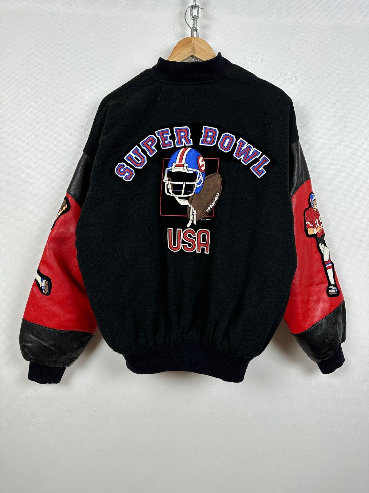 NFL 90s Vintage Super Bowl USA Zip It Varsity Bomber Jacket Size US L / EU 52-54 / 3 - 6 Thumbnail