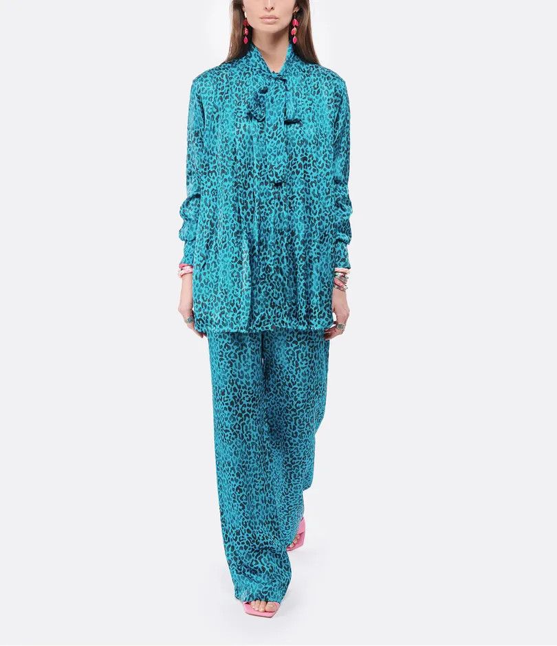 Golden Goose o1y0825 Leopard-print Patterned Shirt in Blue/Black Size S / US 4 / IT 40 - 5 Thumbnail
