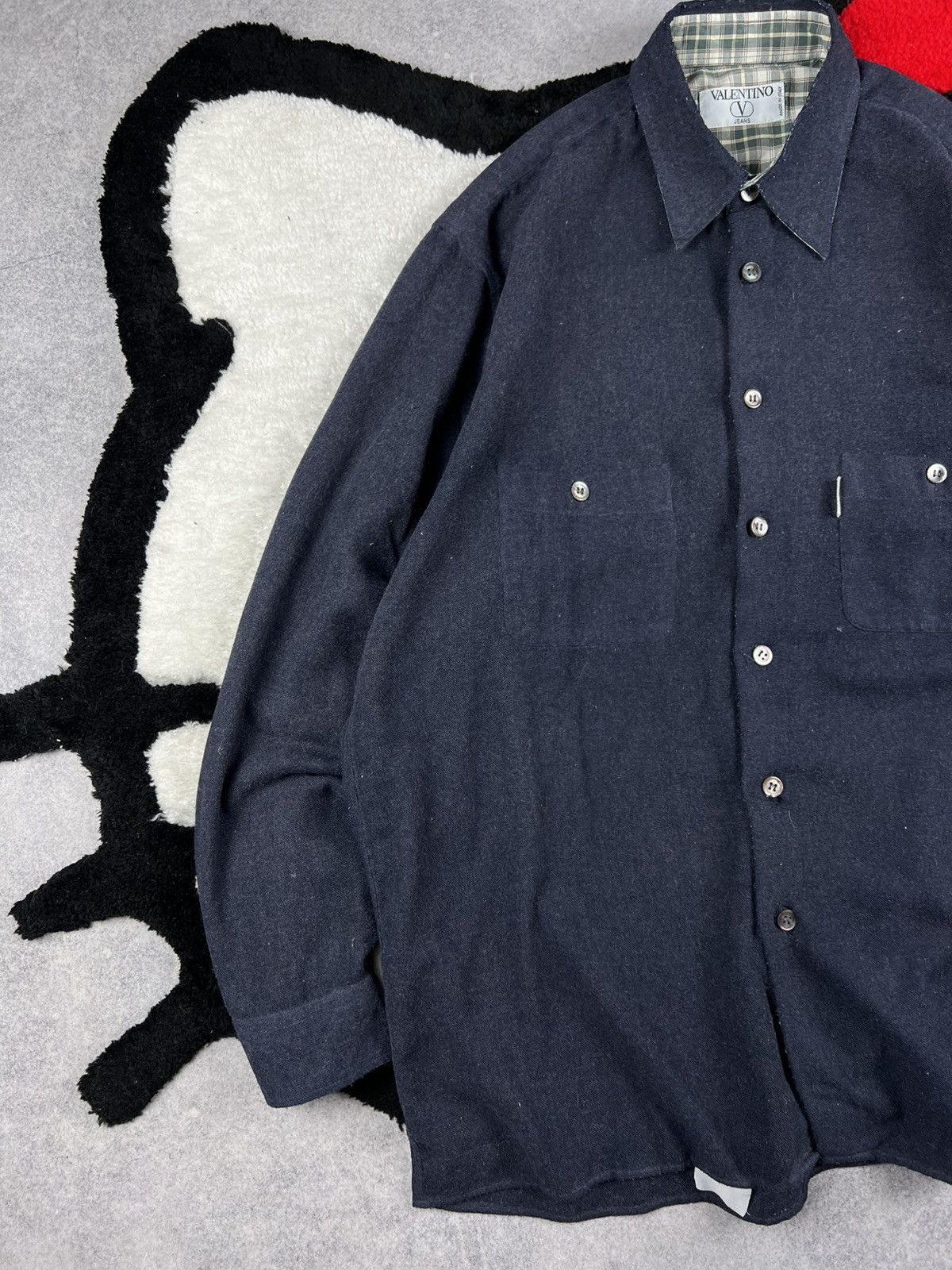 Valentino Vintage Valentino Wool Old Money Luxury Button Up Shirt Size US XL / EU 56 / 4 - 2 Thumbnail