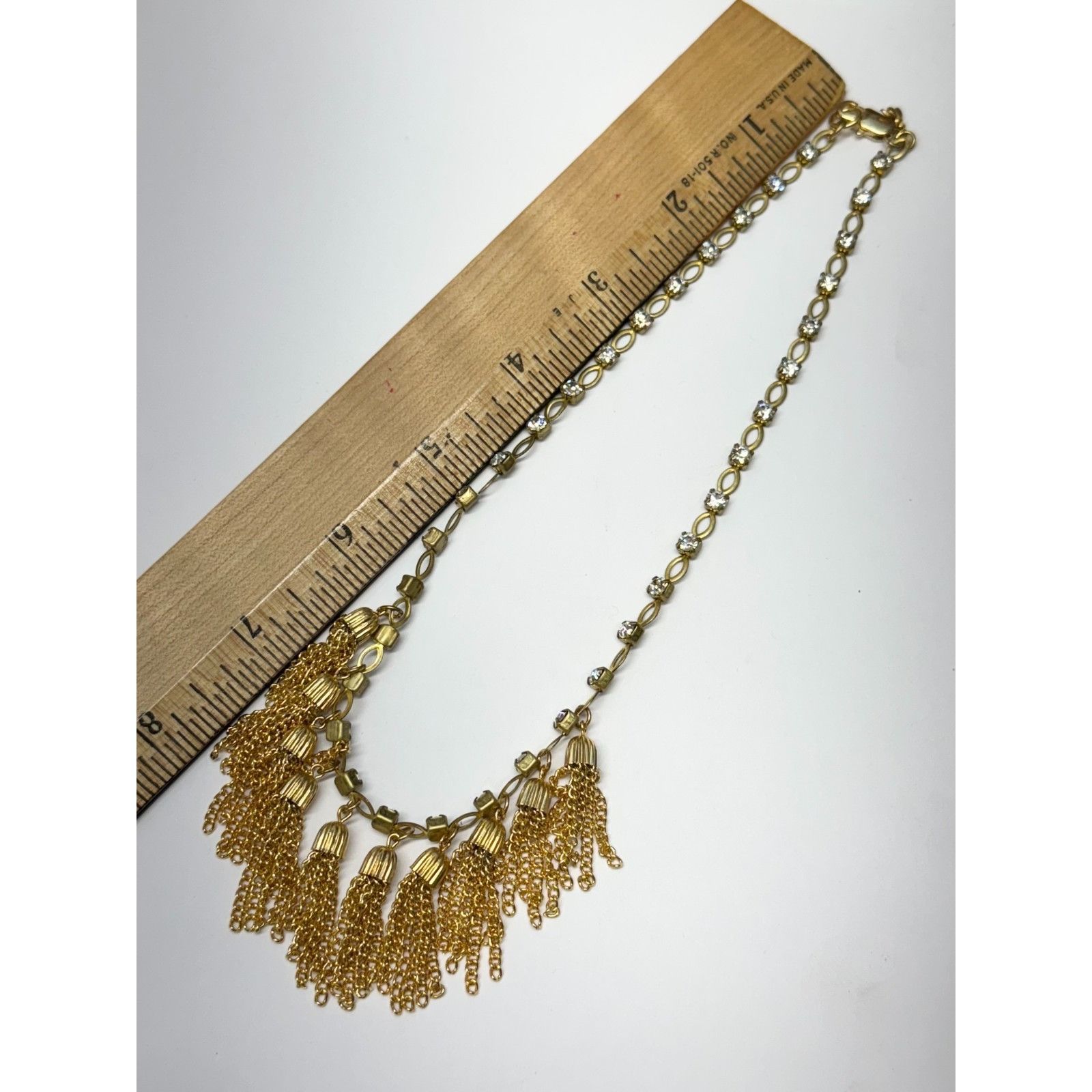 Vintage Vintage rhinestone chain tassel fringe collar necklace Size ONE SIZE - 4 Thumbnail