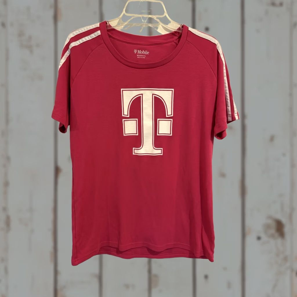 Pinko T-Mobile T-Shirt Women’s XXL Pink Striped Workwear Shirt Regular Sleeve Short T-Shirt Tee XL Size XL / US 12-14 / IT 48-50 - 1 Thumbnail