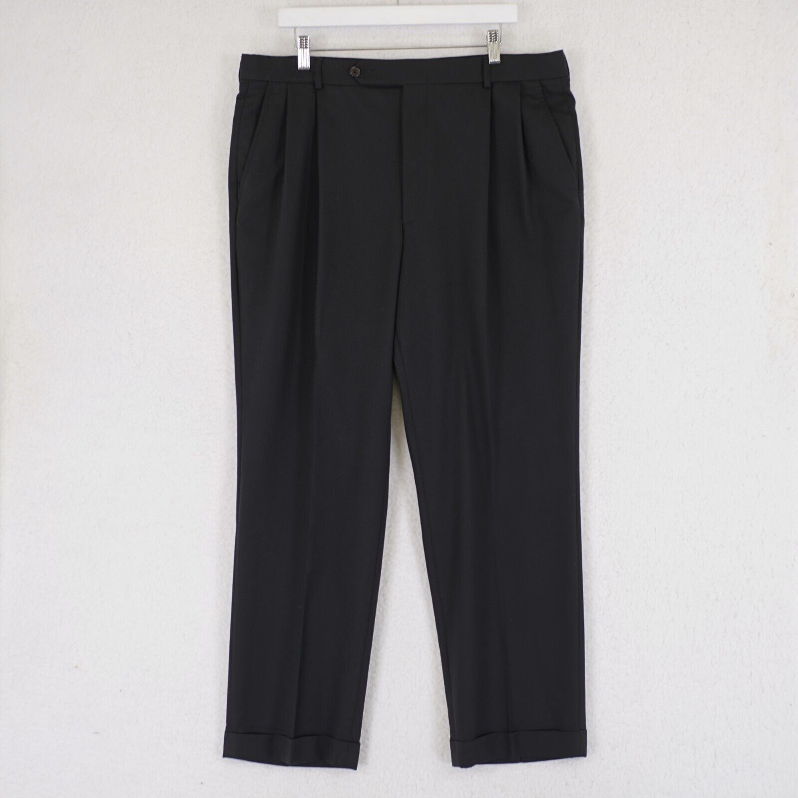 Nautica Nautica Wool Pleated Cuffed Black High Rise 38/30 Dress Pant Size 38R - 1 Thumbnail