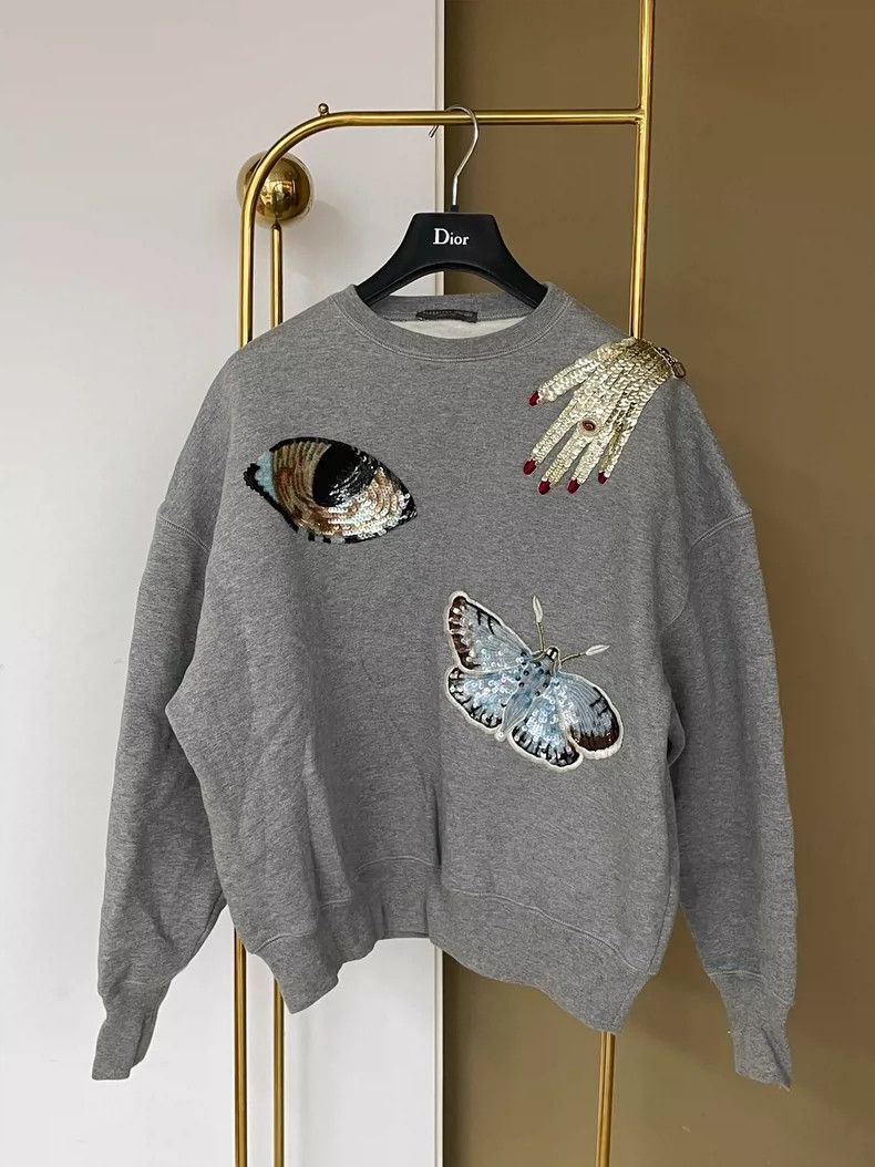 Alexander McQueen Alexander Mcqueen Gray butterfly hand sequin sweatshirt Size XS / US 0-2 / IT 36-38 - 1 Thumbnail