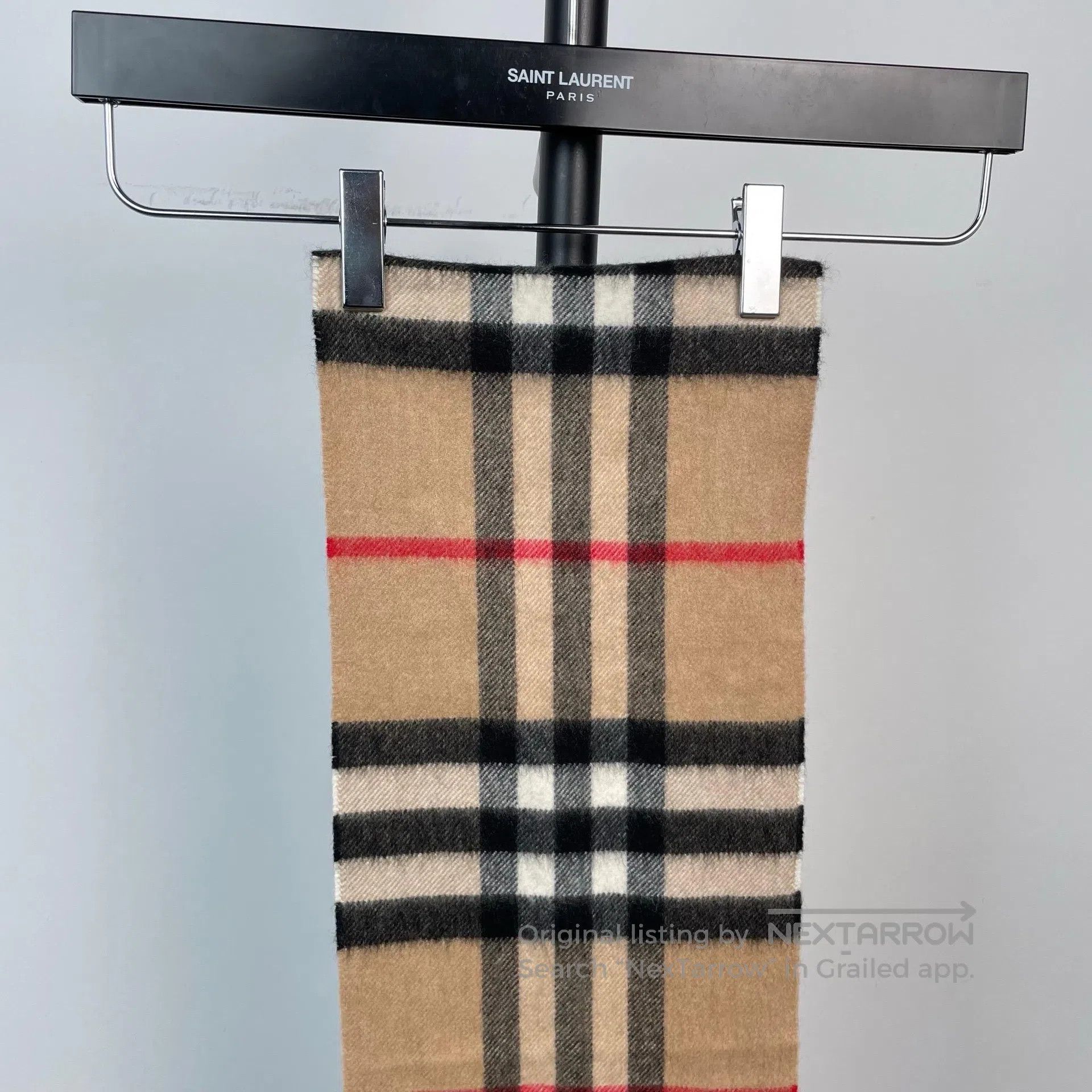 Burberry Burberry Brown Plaid Cashmere Fringe Scarf| Size ONE SIZE - 4 Thumbnail
