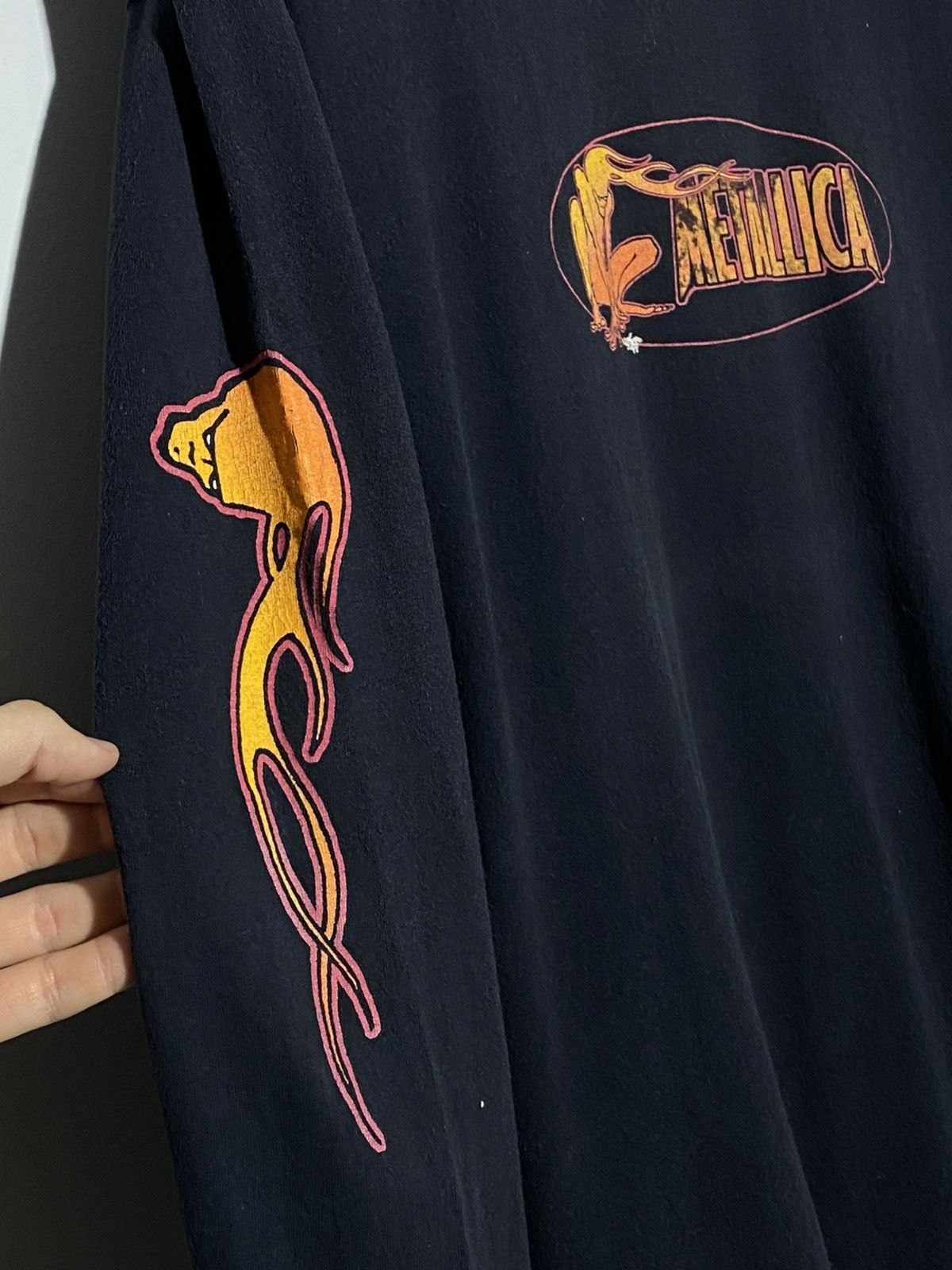 Metallica Vintage 90s Metallica Screen Stars Tag Long Sleeve Flame Size US L / EU 52-54 / 3 - 3 Thumbnail