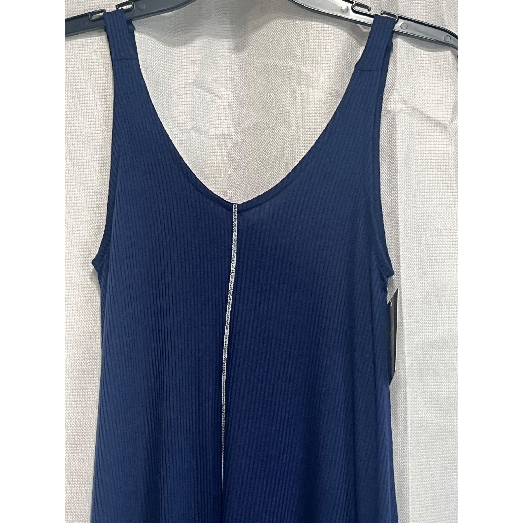 Other Good Luck Gem Double-V, Ribbed Mini Tank Dress, Navy, XS Size XS / US 0-2 / IT 36-38 - 5 Thumbnail