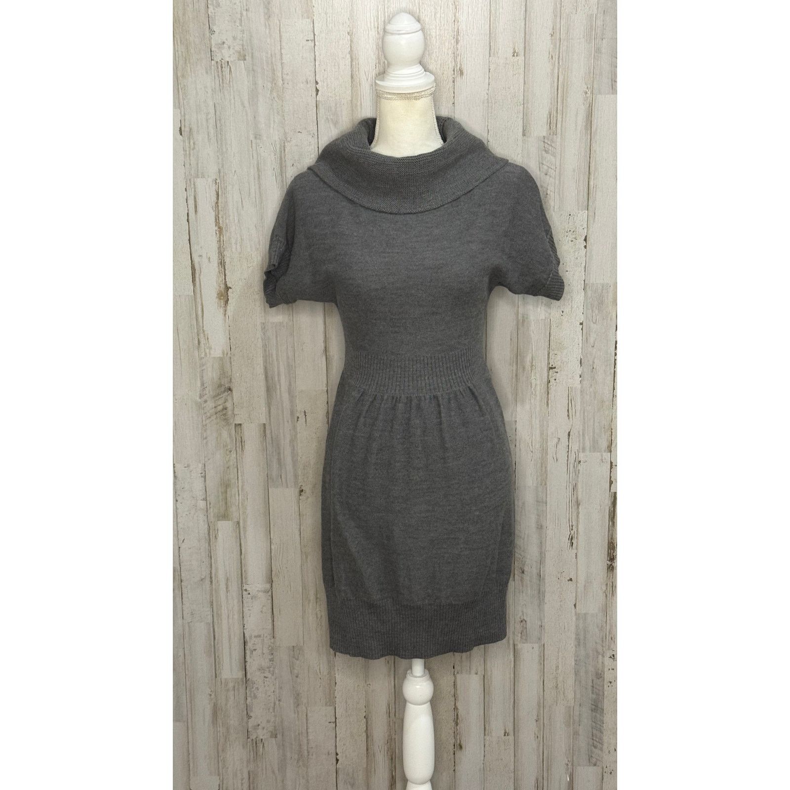 Loft Ann Taylor LOFT Gray Sweater Dress Medium Short Sleeve Size M / US 6-8 / IT 42-44 - 2 Thumbnail