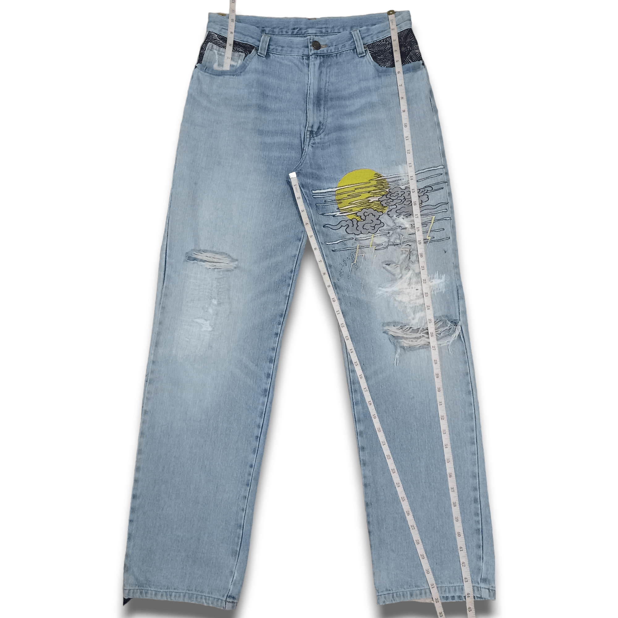 Japanese Brand Vintage Japanese Brand Embroidery God & Devil Baggy Jeans Size US 32 / EU 48 - 10 Thumbnail