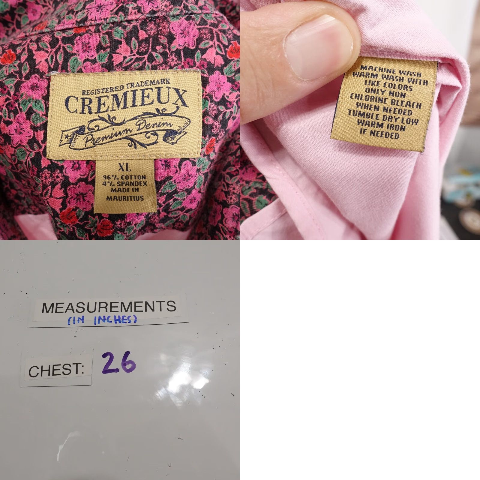 Cremieux VINTAGE Cremieux Shirt Men XL Pink Floral Long Sleeve Casual Button Up Fabric: Cotton Spandex Size US XL / EU 56 / 4 - 8 Thumbnail