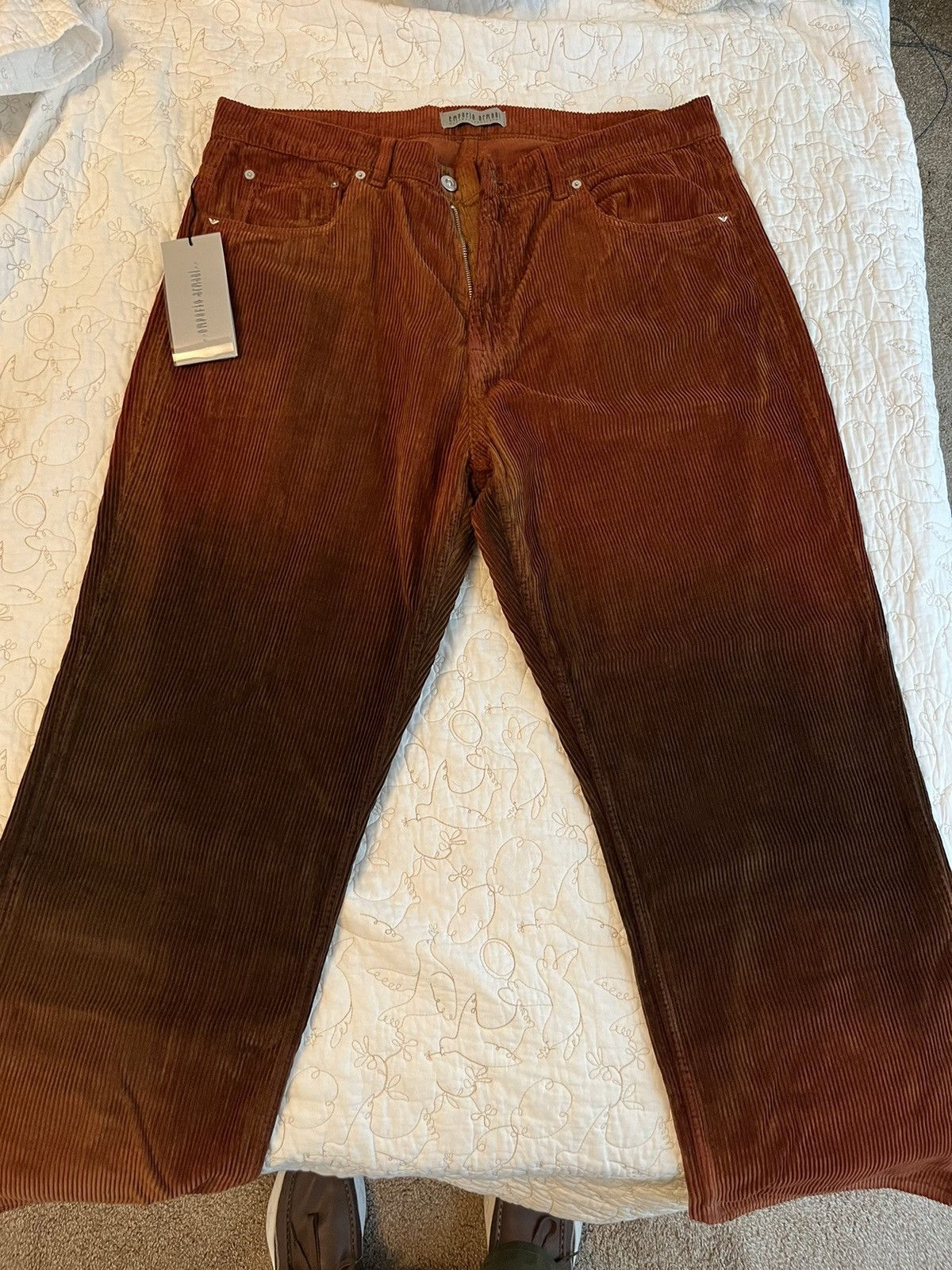 image of Work Shop X Emporio Armani Terzo Cut Corduroys in Red/Brown, Men's (Size 36)