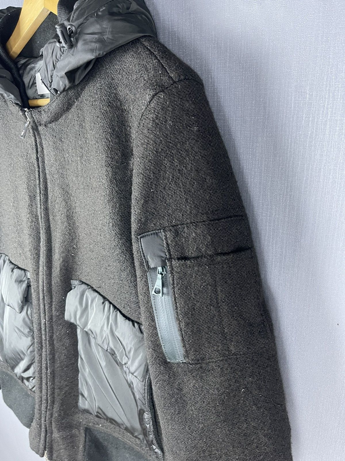 Global Work × Vintage Vintage Global Work Bomber Hoodie Wool Jacket Size US M / EU 48-50 / 2 - 6 Thumbnail
