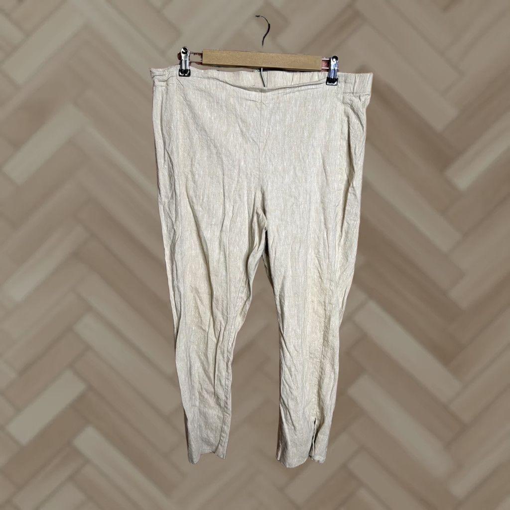 J. Jill J. Jill Linen Stretch Pants Womens Medium Tan Beige Pull On Casual Size 32" / US 10 / IT 46 - 1 Thumbnail