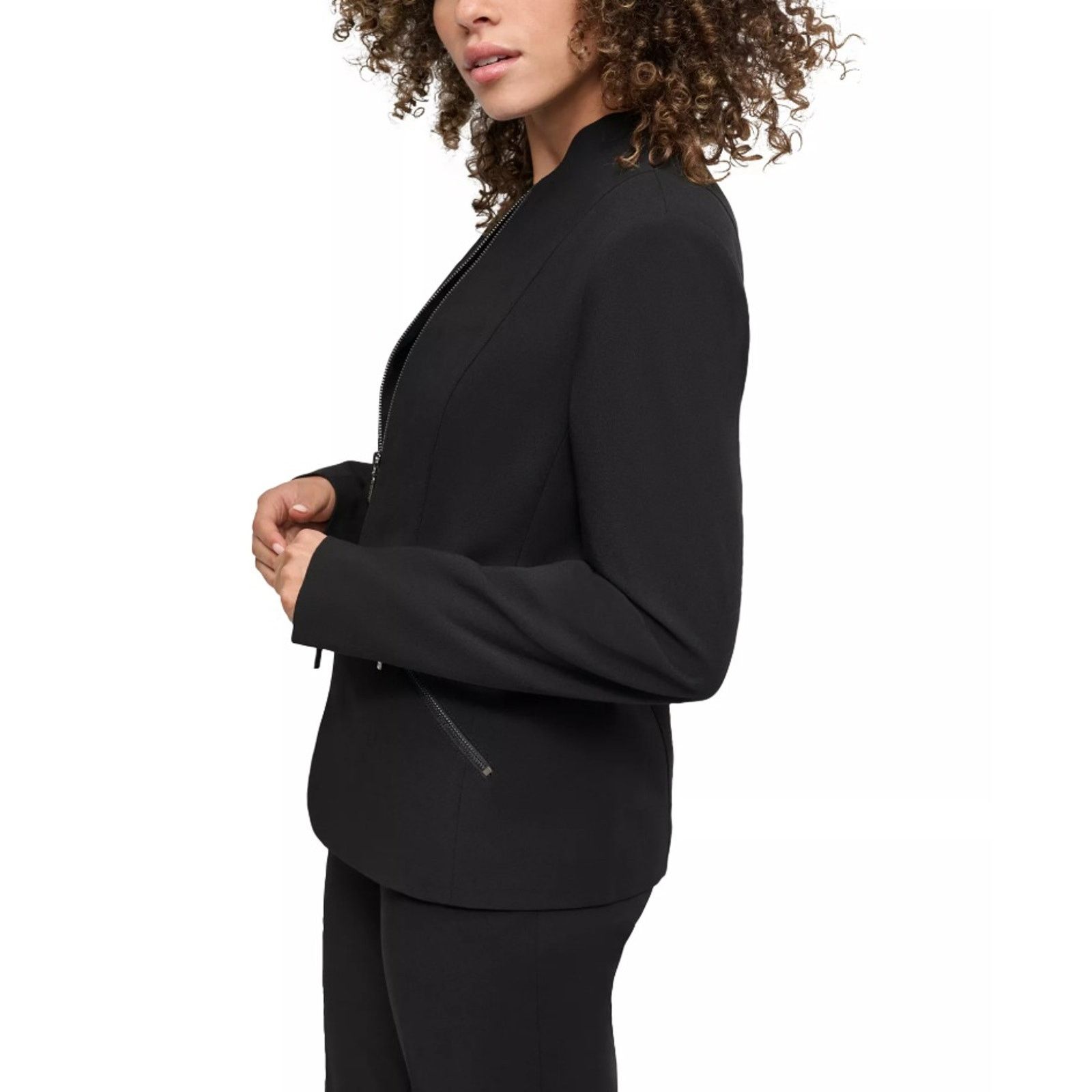 DKNY DKNY Women Black Zip-Pocket Long-Sleeve Jacket Size US 6 Size M / US 6-8 / IT 42-44 - 2 Thumbnail