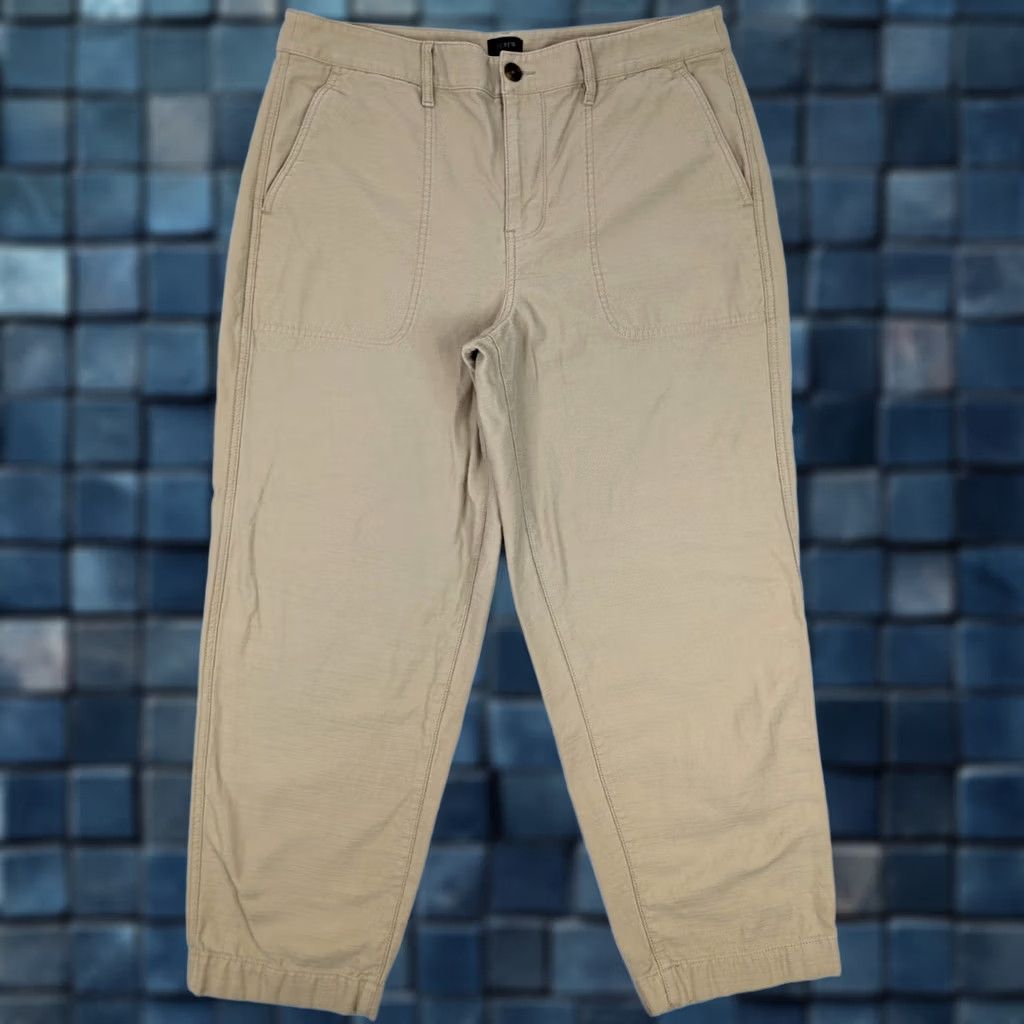 J.Crew J.Crew Cotton Camp Pants Women 14 Beige Straight Leg Back Welt Pockets 35x27 Casual Vintage No N/A Size 36" / US 14 / IT 50 - 1 Thumbnail