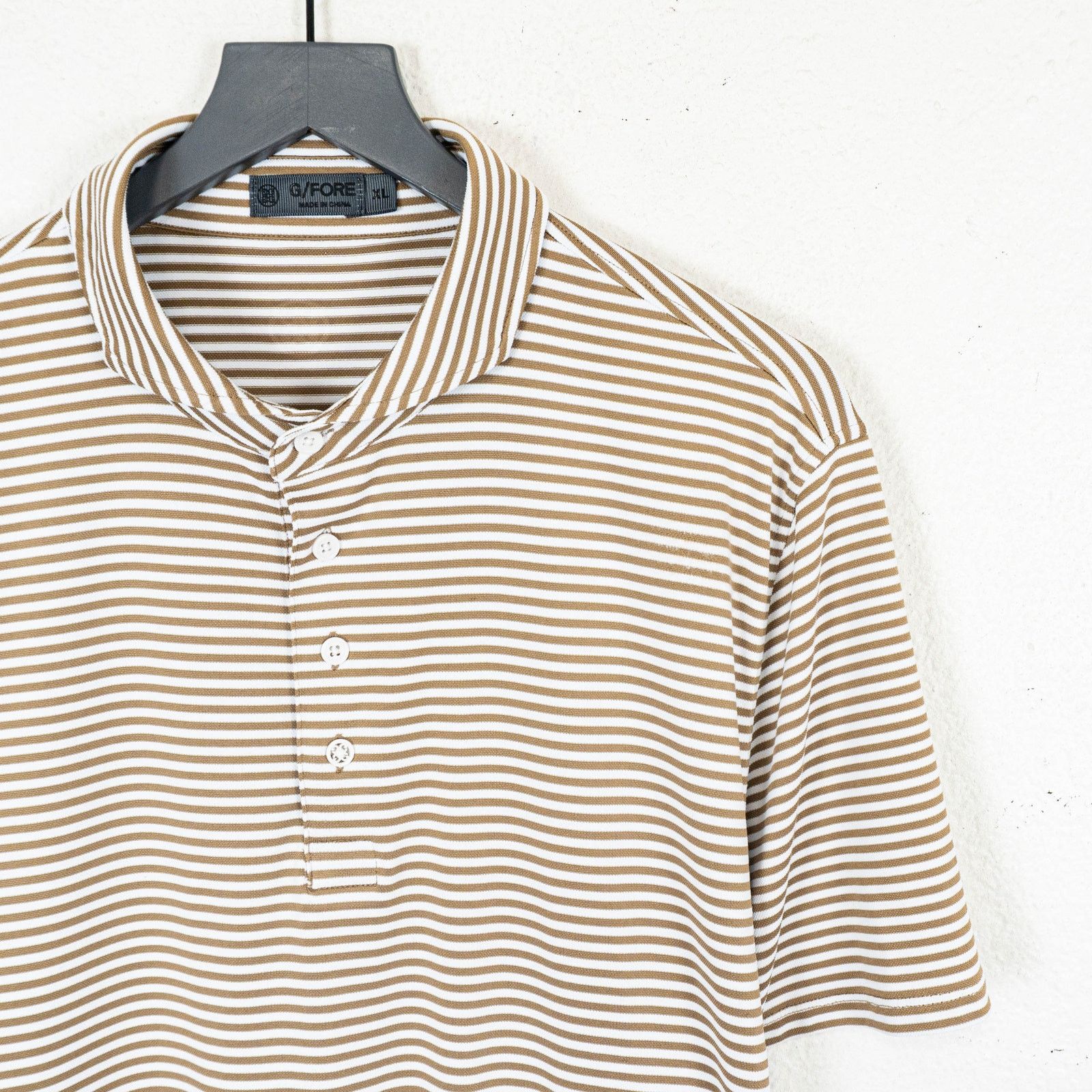 G/FORE G/FORE Golf Tech Polo Shirt White brown striped size XL Size US XL / EU 56 / 4 - 3 Thumbnail