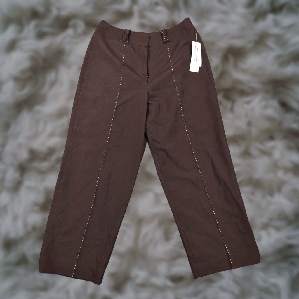 Vintage Larry Levine Pants Womens 10 Brown Twill Stretch Dress Studded Ankle Career New Size 32" / US 10 / IT 46 - 1 Thumbnail