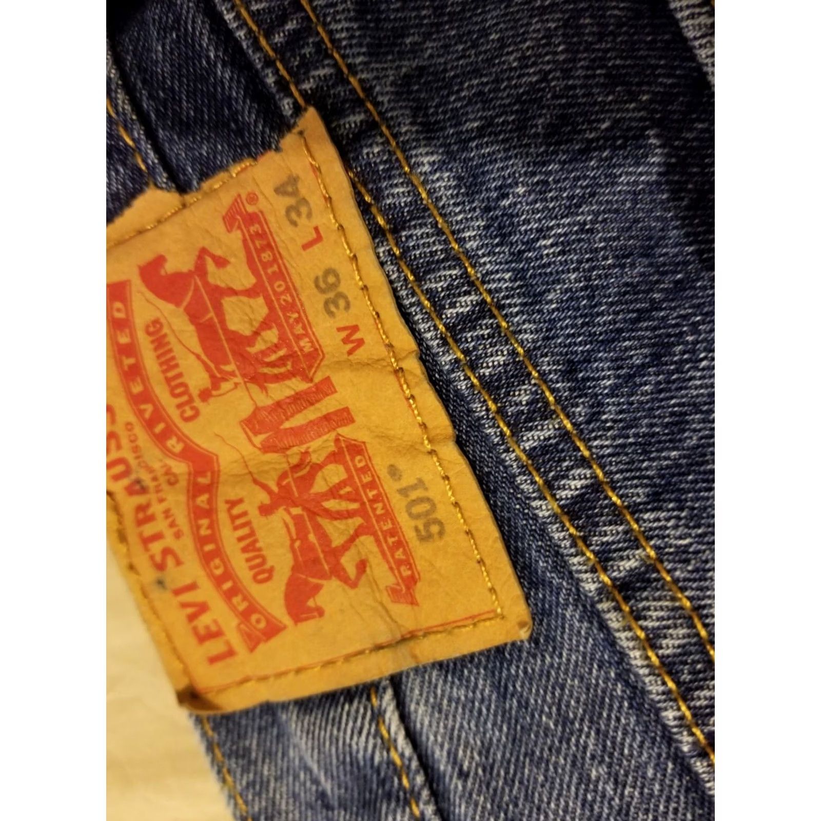 Levi's Levi's 501 Jeans 36x34 Classic Straight Denim Pants Mens Blue Jeans 501 Size US 36 / EU 52 - 3 Thumbnail