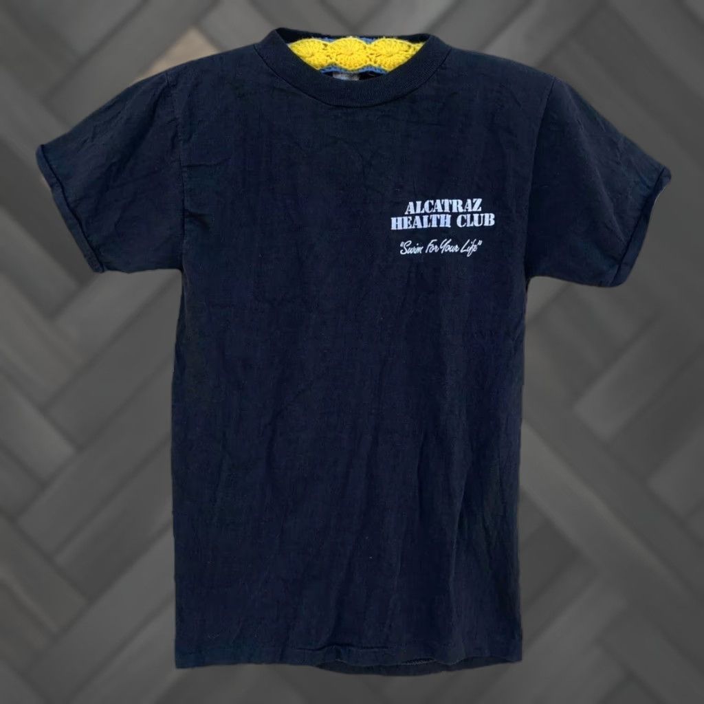 Vintage VINTAGE Pro Stars Alcatraz Health Club Swim For Your Life T Shirt M Unisex Short Sleeve Graphic Tee 1980s Black 100% Cotton Size US M / EU 48-50 / 2 - 1 Thumbnail