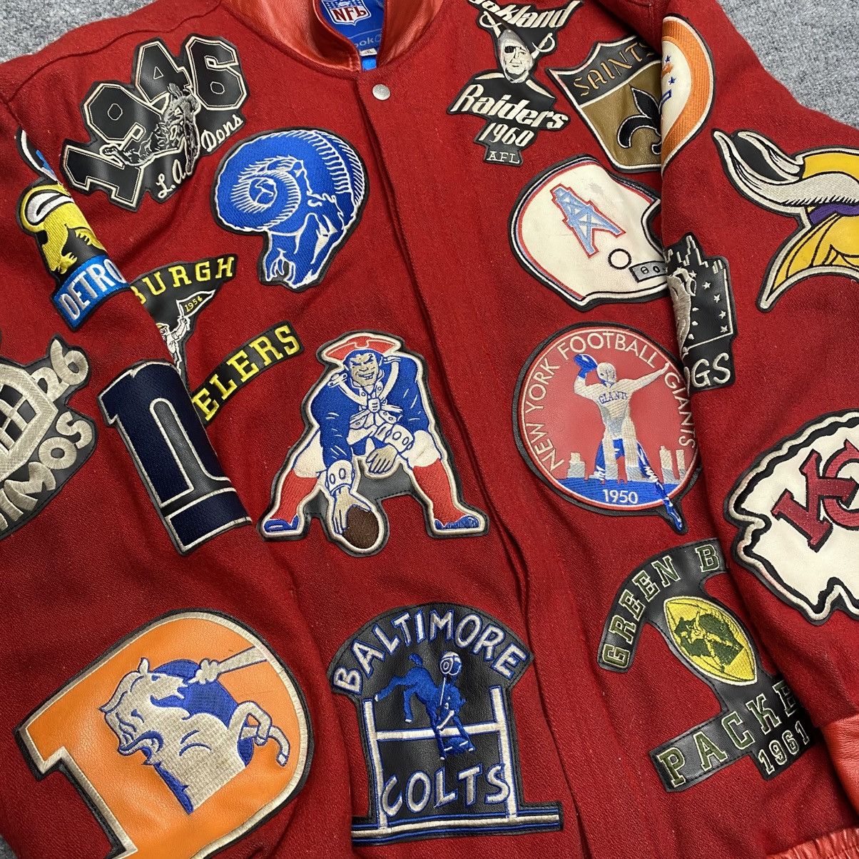 NFL Vintage 90's NFL Patches Red Bomber Jacket Size 3XL Size US XXL / EU 58 / 5 - 4 Thumbnail