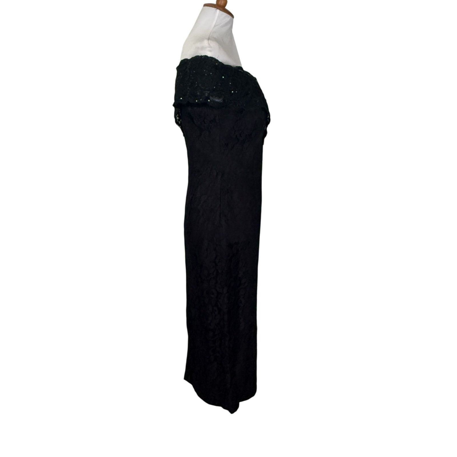 Vintage Vintage 1980s Black Lace Bari-Jay Midi l Dress Formal 4 Size S / US 4 / IT 40 - 7 Thumbnail
