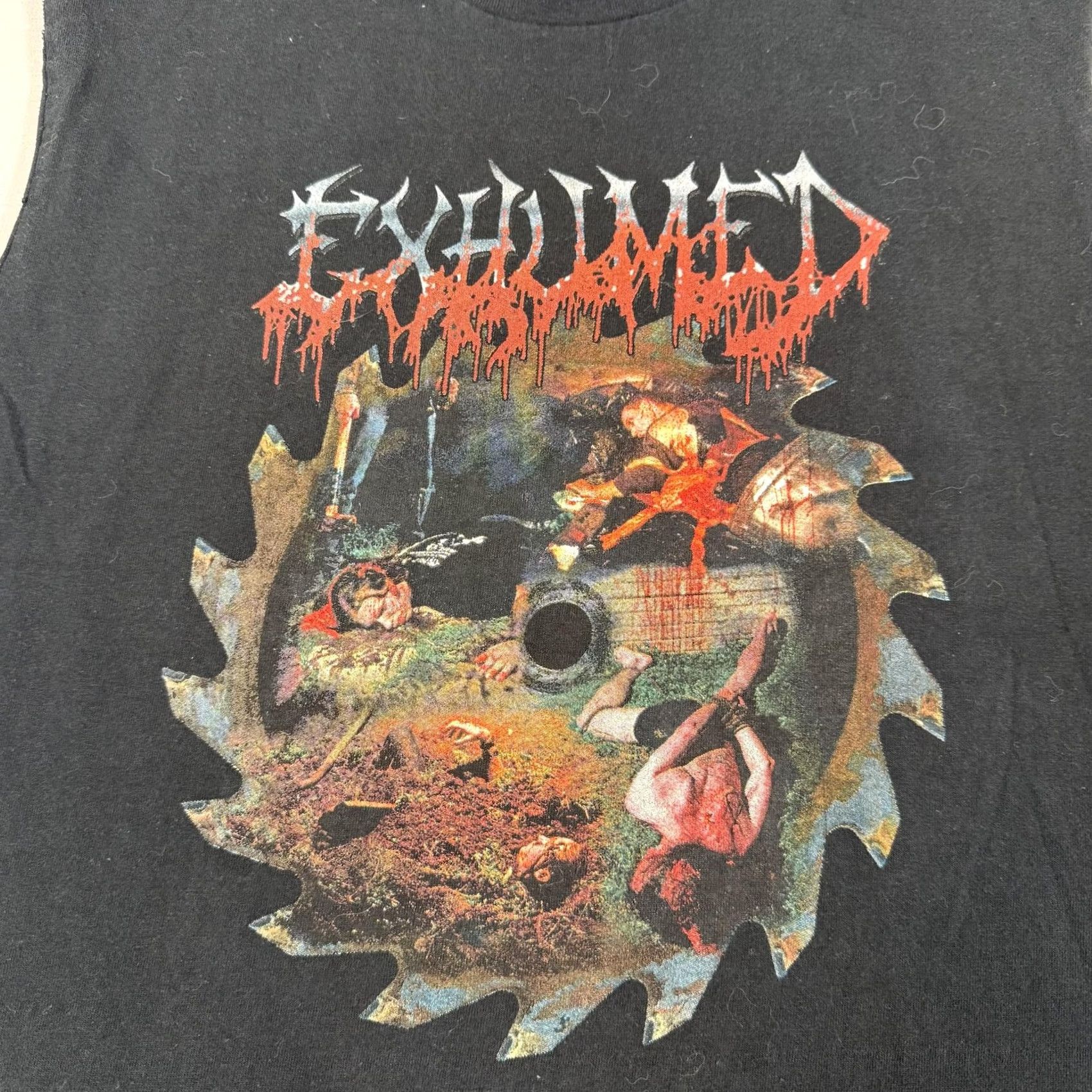 Fruit Of The Loom VINTAGE Fruit of the Loom Exhumed The Saw Is The Law Sleeveless T-Shirt Mens L Black Graphic Print Band Music Horror Death Metal Size US L / EU 52-54 / 3 - 3 Thumbnail