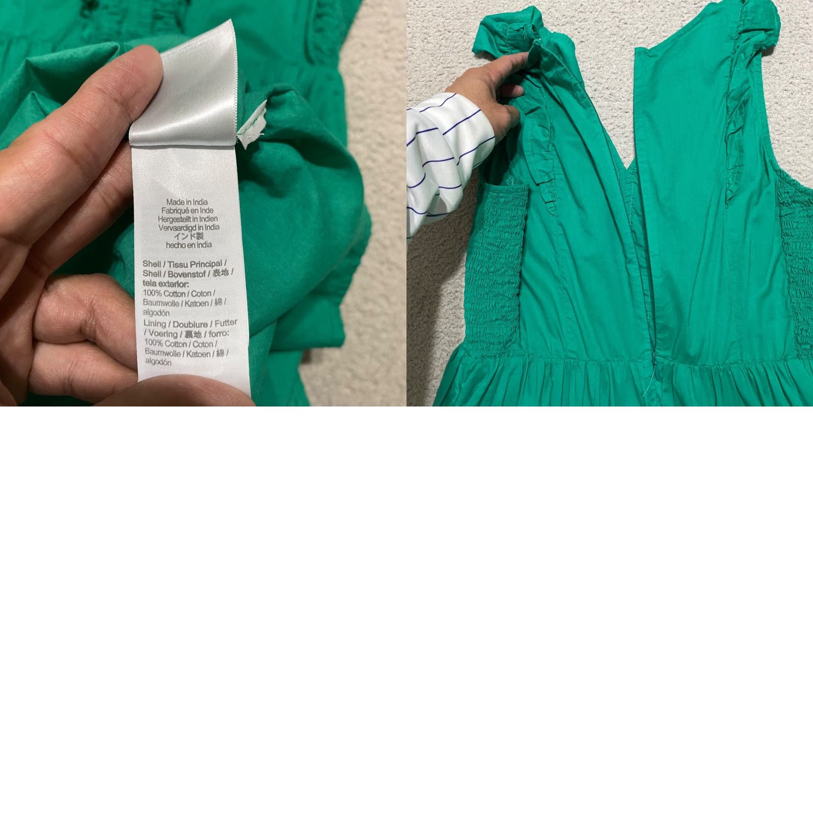 J.Crew J. Crew Dress Womens sz 2 Green Smocked Tiered Ruffled V-Neck Midi A-Line Size XS / US 0-2 / IT 36-38 - 8 Thumbnail