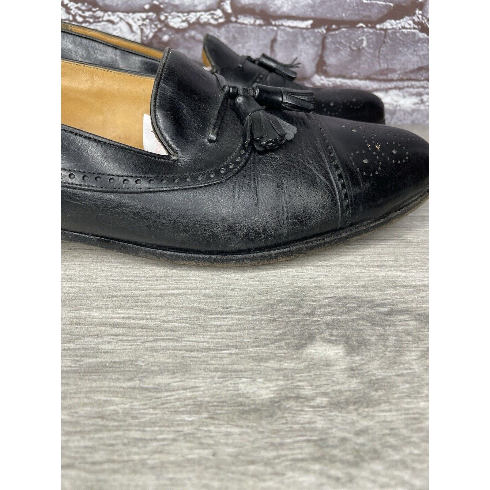 Mezlan MEZLAN HAVANA Black Leather Wingtip Tassel Loafers Shoes Men Size US 10.5 / EU 43-44 - 15 Thumbnail