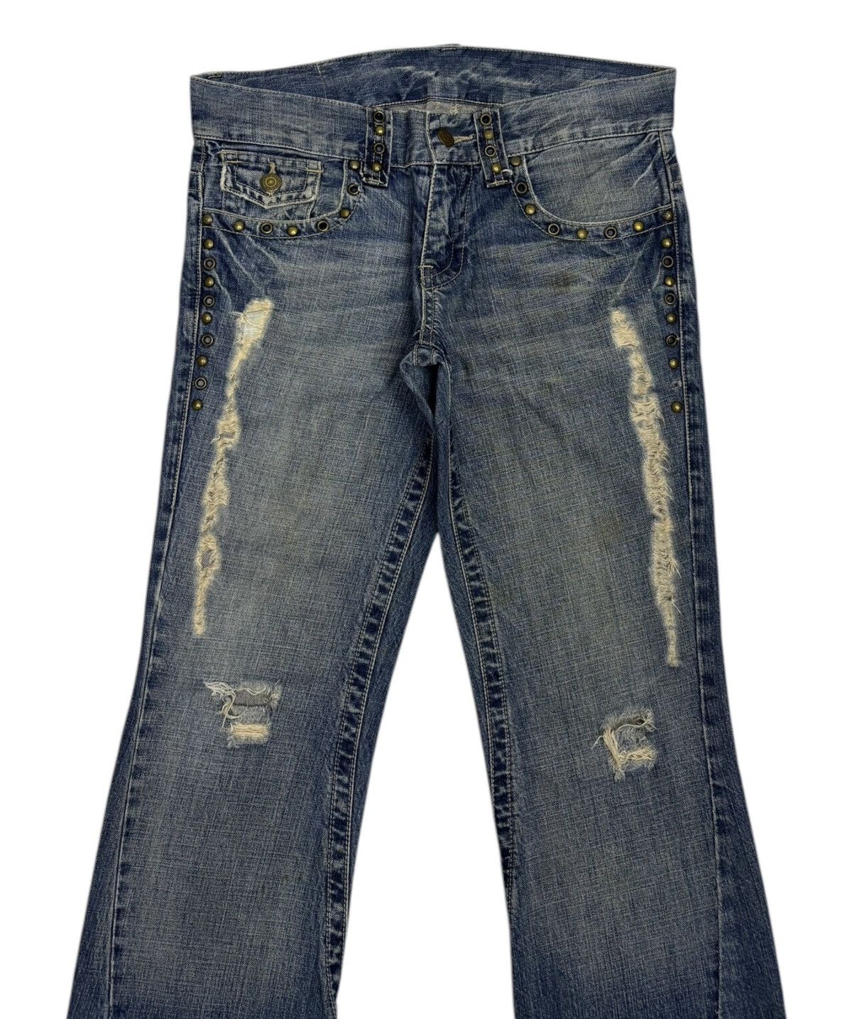 Tornado Mart Tornado Mart Pierced Lace Flared Jeans Distressed Denim Size 32" / US 10 / IT 46 - 5 Thumbnail