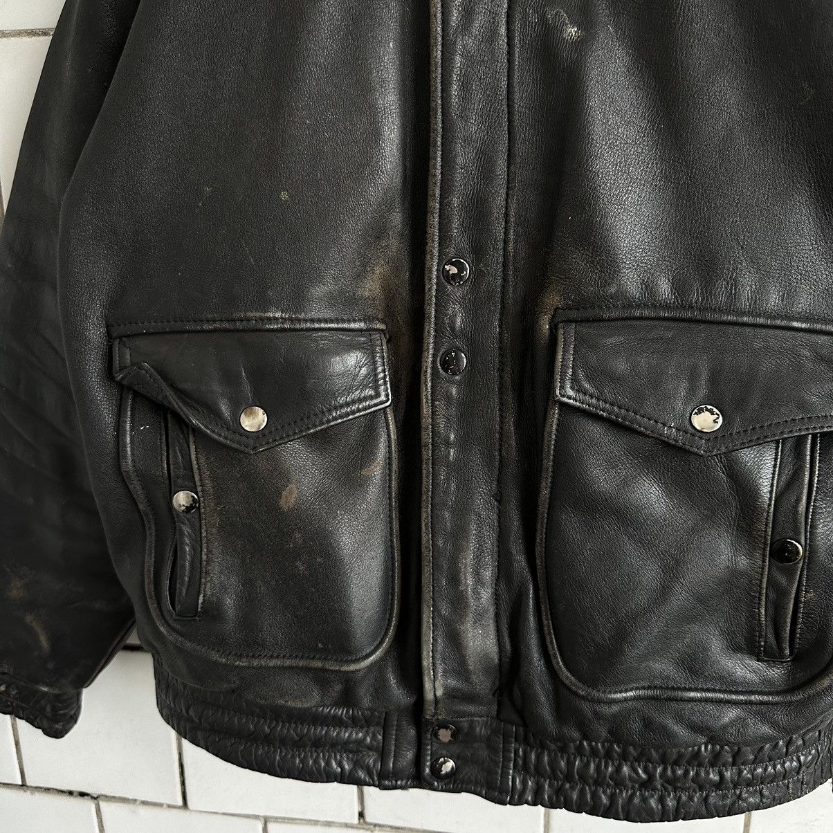 Vintage Vintage Moto Leather Jacket Style USA 90s Y2K Size US L / EU 52-54 / 3 - 4 Thumbnail