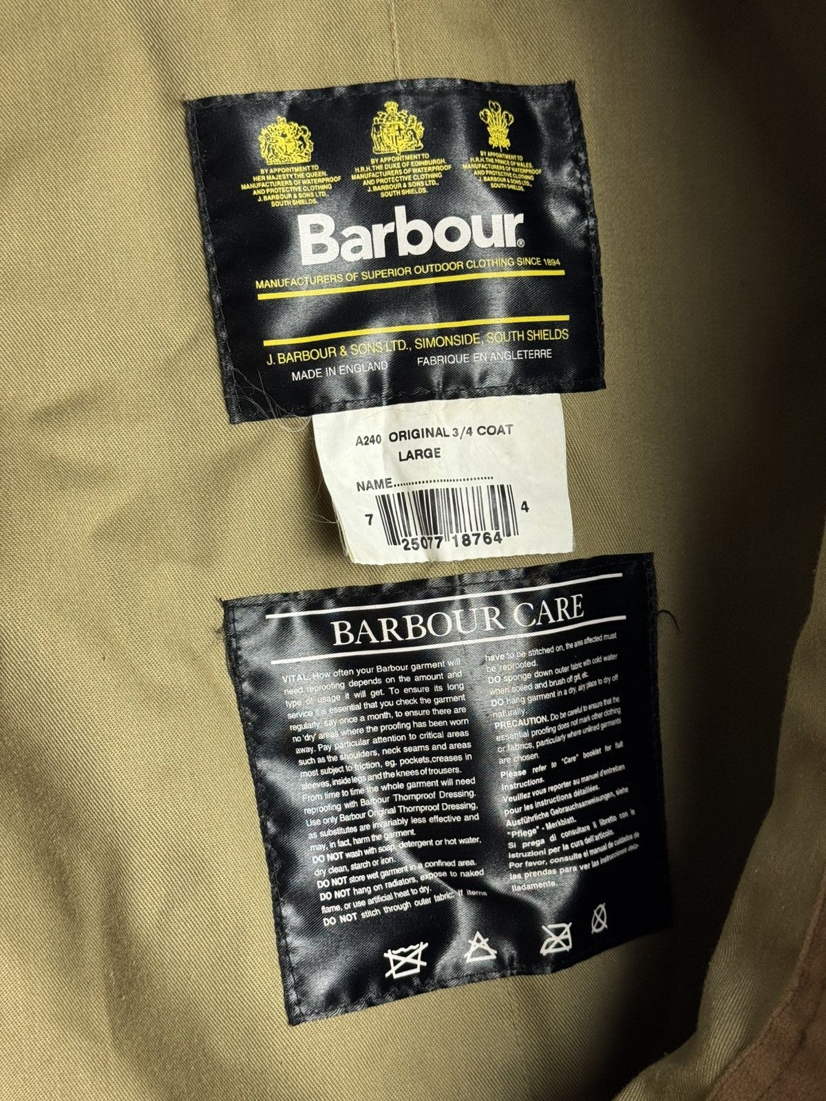 Barbour Vintage Barbour 3/4 Coat Wax A240 Oiled Jacket Size US L / EU 52-54 / 3 - 9 Thumbnail