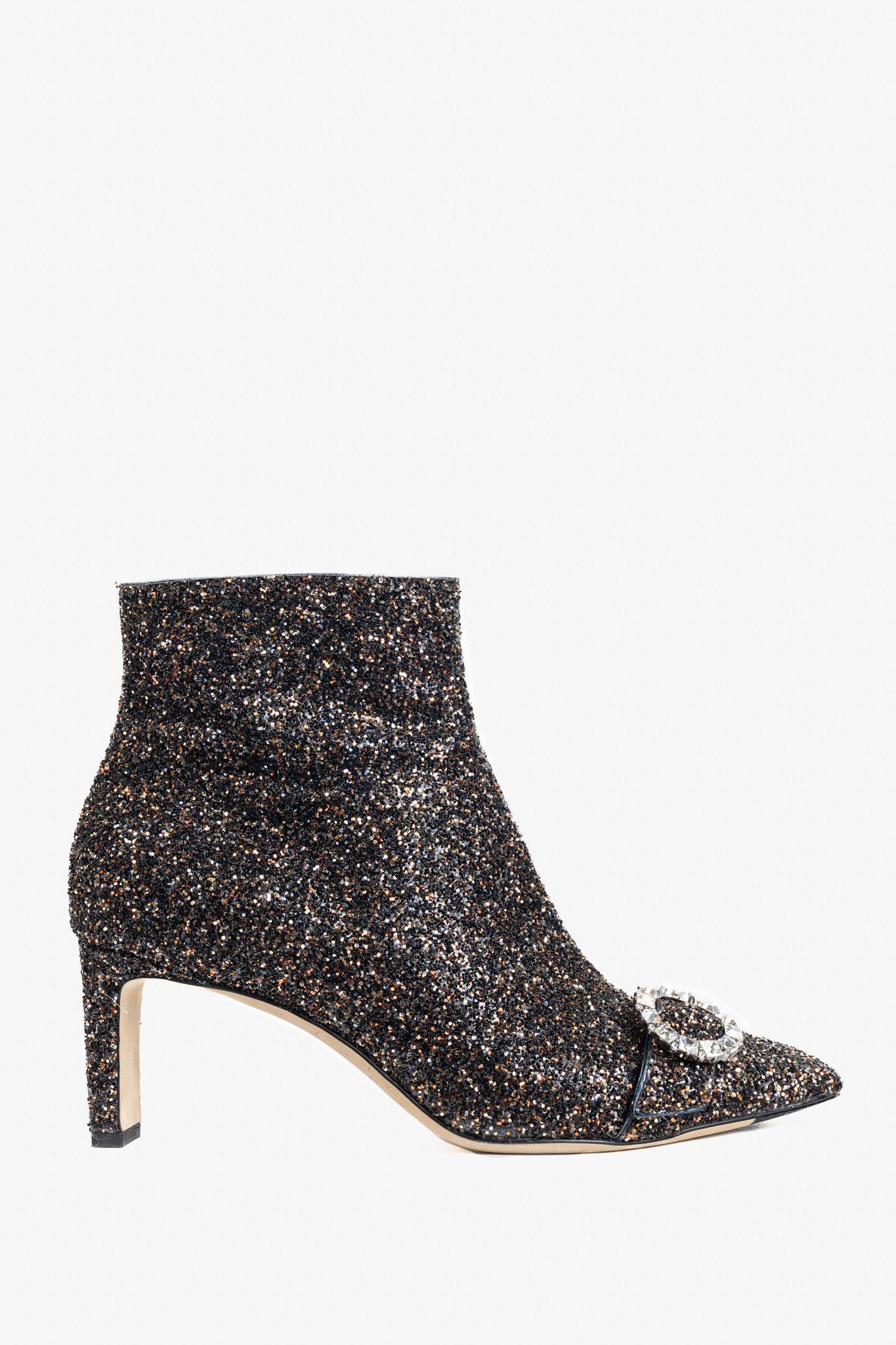 Jimmy Choo Jimmy Choo Hanover 65 Twinkle Glitter Buckled Booties Size US 8 / IT 38 - 1 Thumbnail