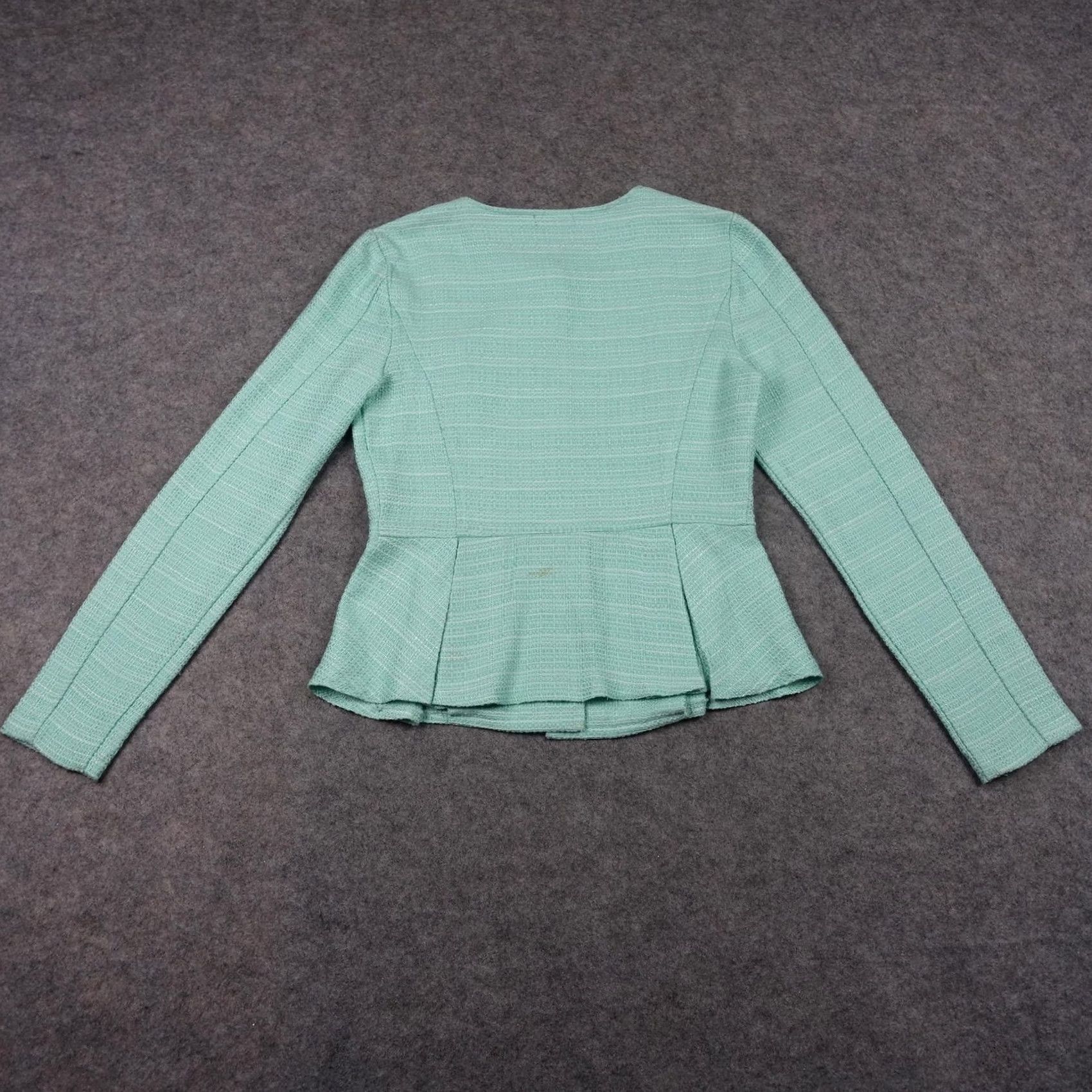 Vintage Stoosh Jacket Womens M Blue Tweed Collarless Peplum Blazer Tiffany VTG Y2K VTG Size M / US 6-8 / IT 42-44 - 6 Thumbnail
