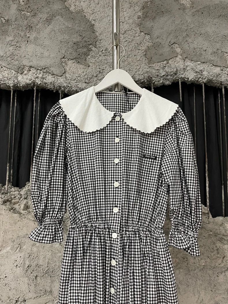 Prada Miumiu Checkered Dress with White Collar -2505 Size S / US 4 / IT 40 - 4 Thumbnail