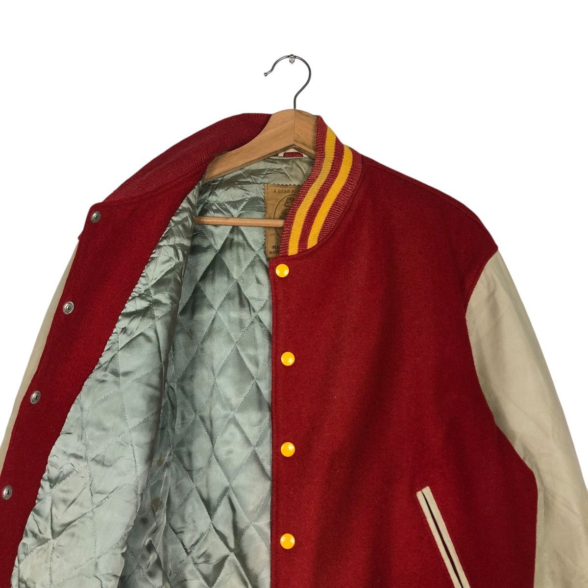Golden Bear 🔥VTG VARSITY JUMPER BOMBER JACKET LEATHER GOLDEN BEAR USA Size US L / EU 52-54 / 3 - 14 Thumbnail