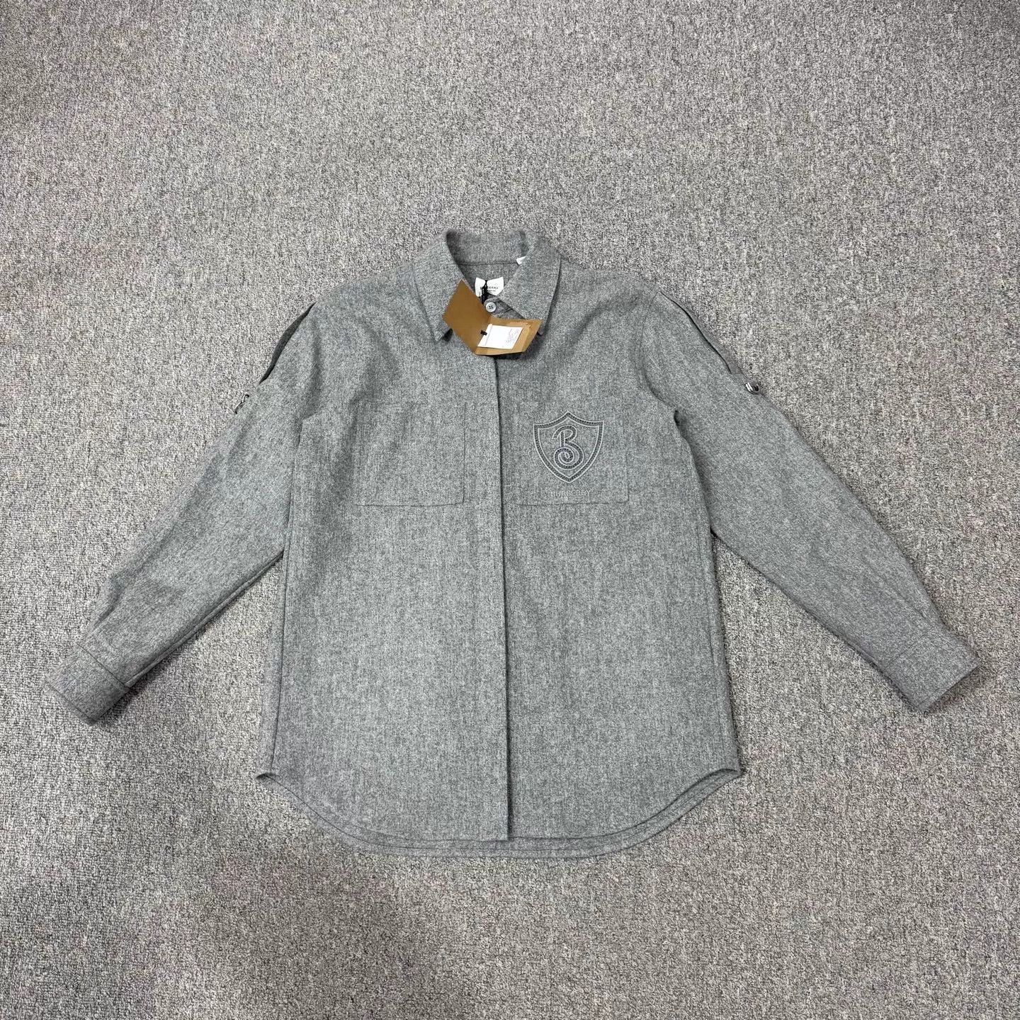 Burberry Burberry Gray Embroidered Collar Shirt NWT 32/34/36 Size XXS / US 00 / IT 34 - 1 Thumbnail
