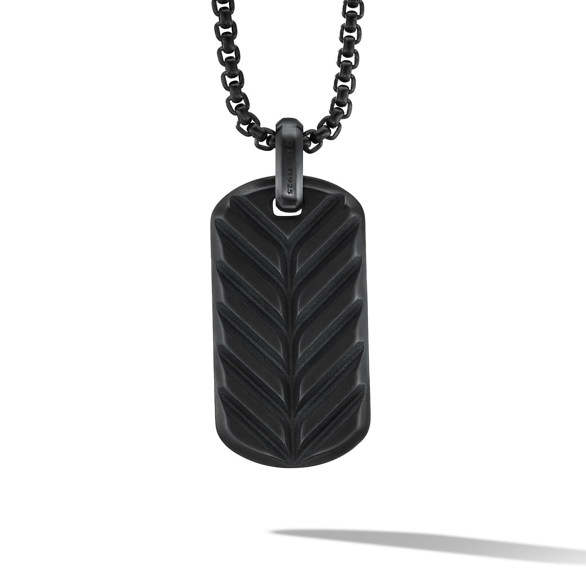 David Yurman o1w1db10526 D25078M /Size 9/Chevron Tag in Black/Grey Size ONE SIZE - 2 Thumbnail
