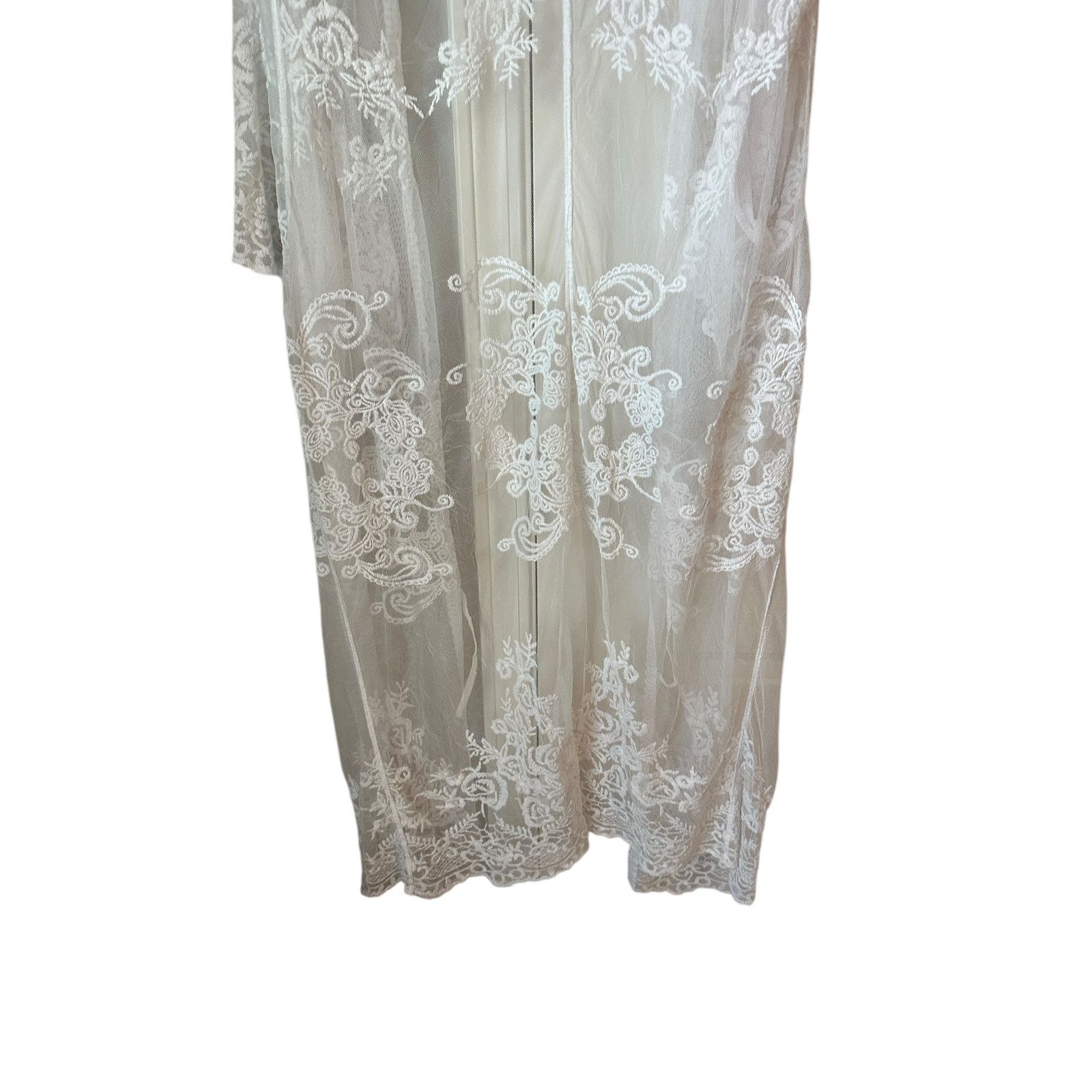 Other YouKD White Cotton Lace Boho Kimono Loose Kimono Beach Dress Size ONE SIZE - 3 Thumbnail