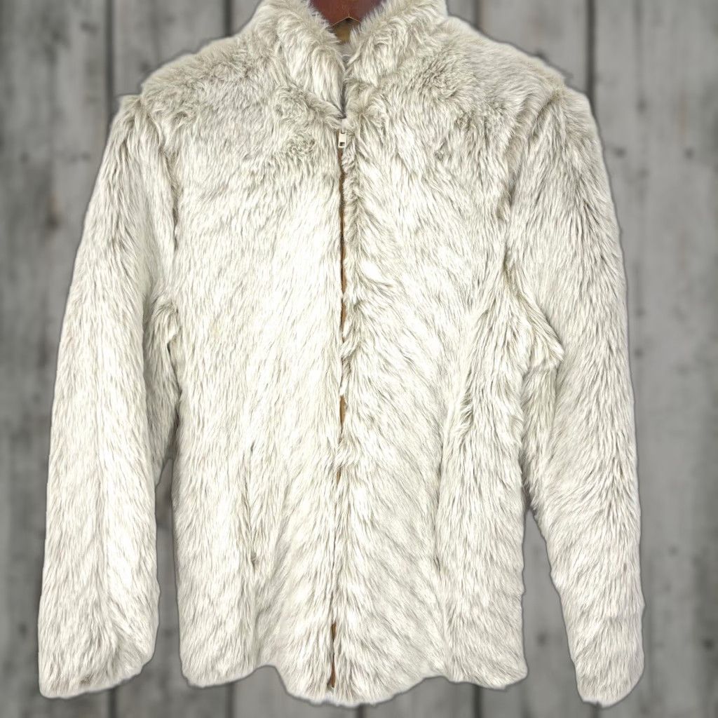 Vintage VINTAGE Jet Set California Faux Fur Coat S/M Beige Zip Read 90s Men/Women? (Note: must not add new info) Size S / US 4 / IT 40 - 1 Thumbnail