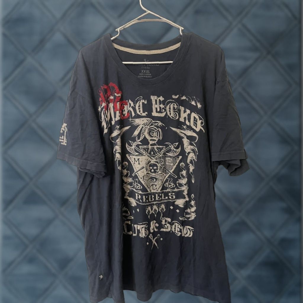 Marcs VINTAGE Marc Ecko Cut & Sew Graphic Shirt Men 3XL Navy Blue Rose 2000s Shirt Size US XXL / EU 58 / 5 - 1 Thumbnail