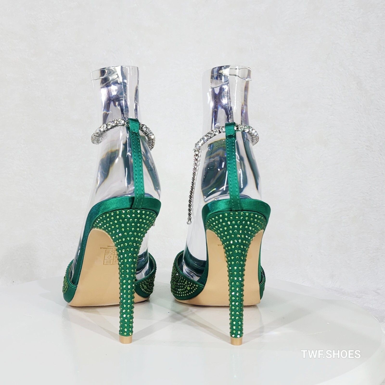 Other Simply Sexy Slip on Ankle Bracelet Green Rhinestone Pointy T Size US 8.5 / IT 38.5 - 6 Thumbnail
