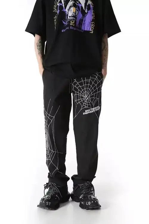 Japanese Brand Nylon Spider Web Embroidered Pants Size US 30 / EU 46 - 2 Thumbnail