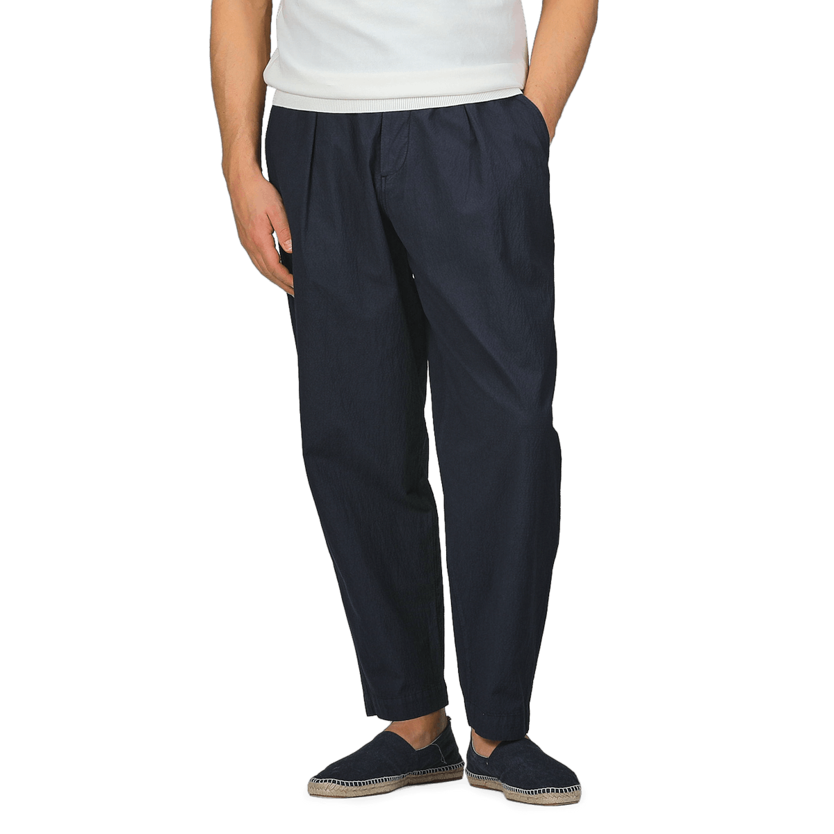 Universal Works Pleated Trackpant - Navy Seersucker Size US 34 / EU 50 - 1 Thumbnail