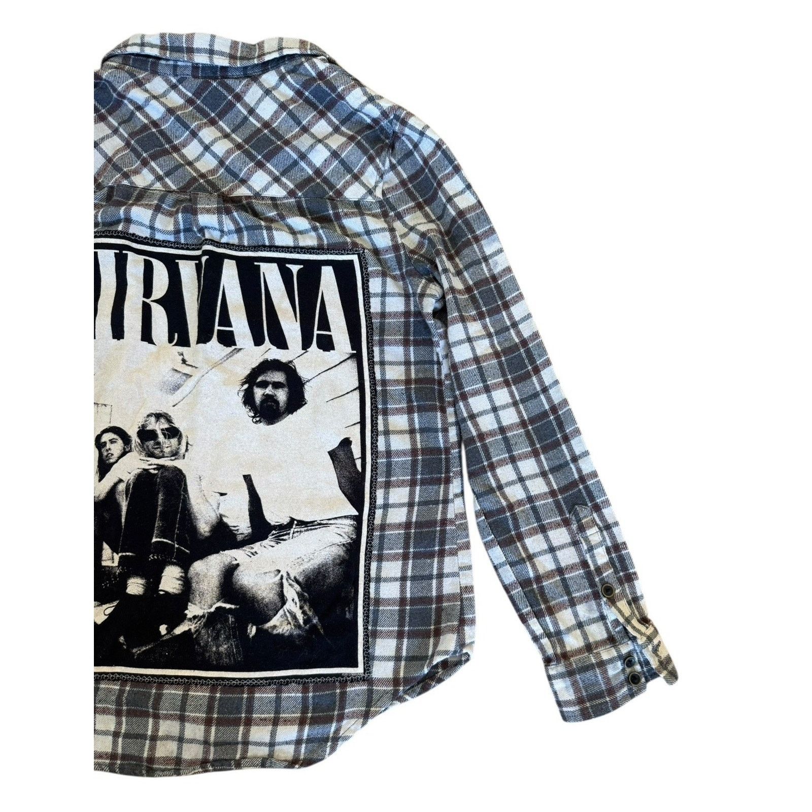 Forever 21 NIRVANA Kurt Cobain Upcycled Retro Vintage Plaid Flannel M Size M / US 6-8 / IT 42-44 - 9 Thumbnail