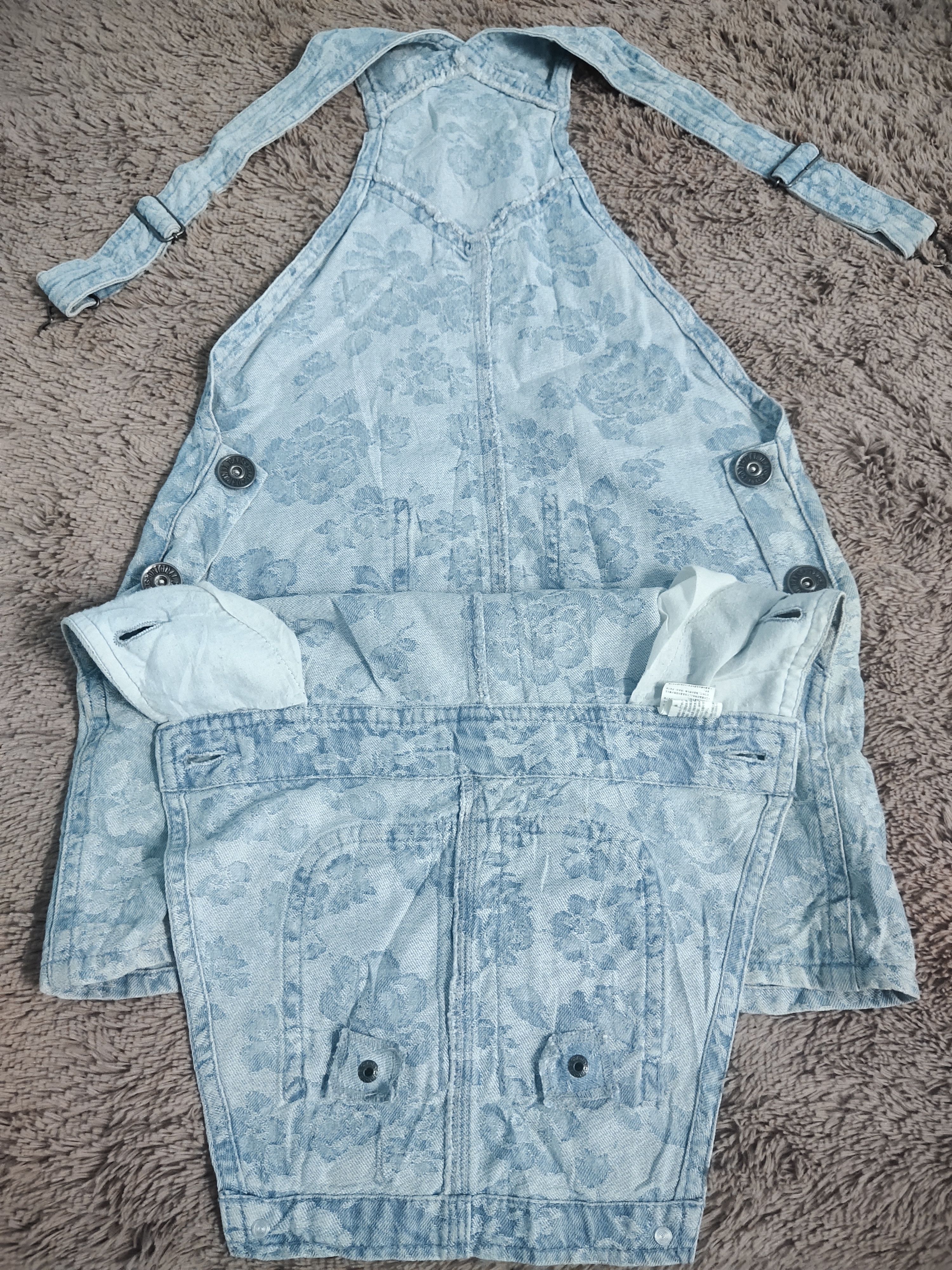 Japanese Brand Dungarees Denim Floral Print Short Skirt Size 32" / US 10 / IT 46 - 8 Thumbnail