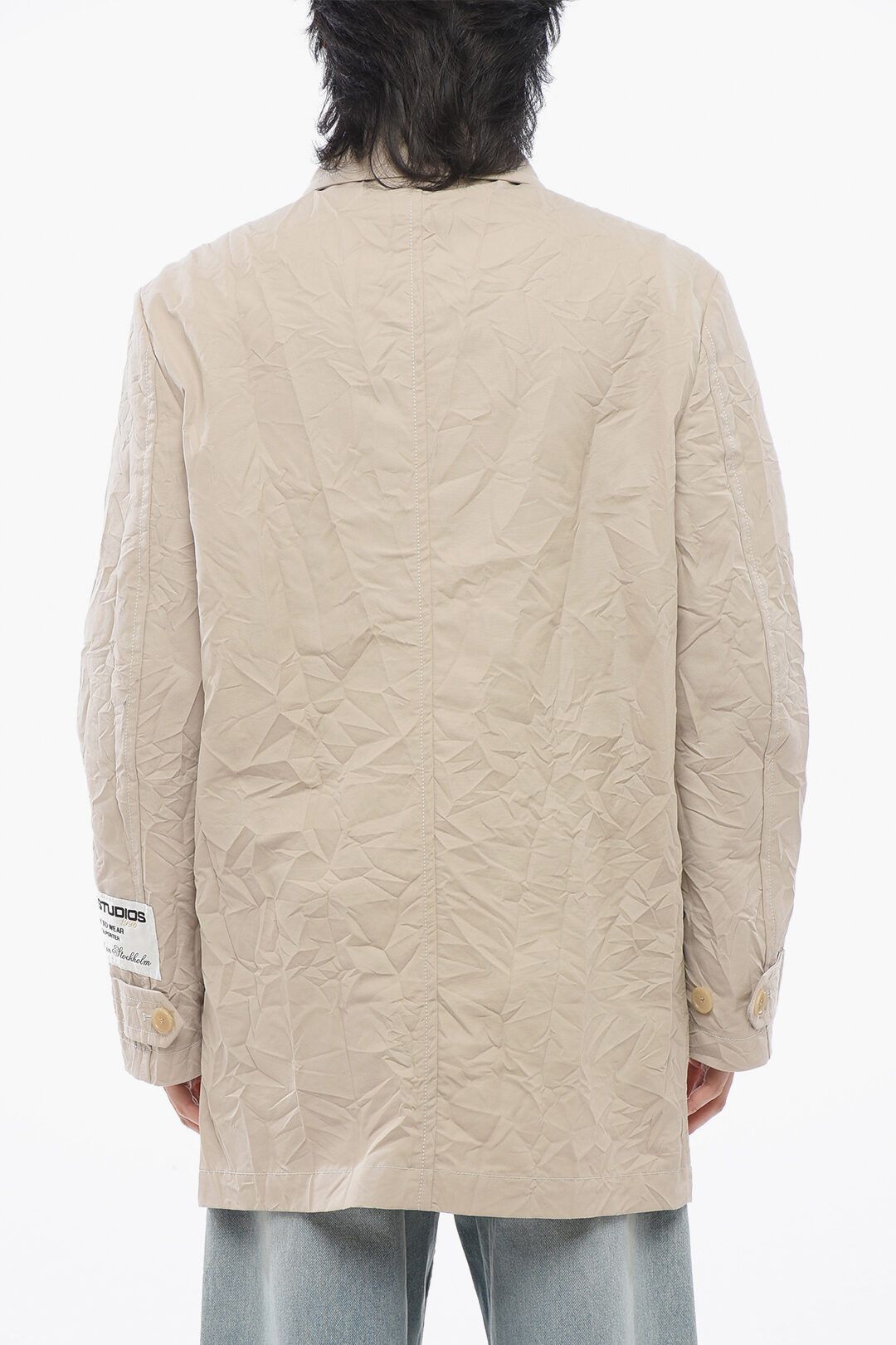 Acne Studios og1mm0325 Wrinkled Effect Unlined Coat in Beige Size US S / EU 44-46 / 1 - 2 Thumbnail