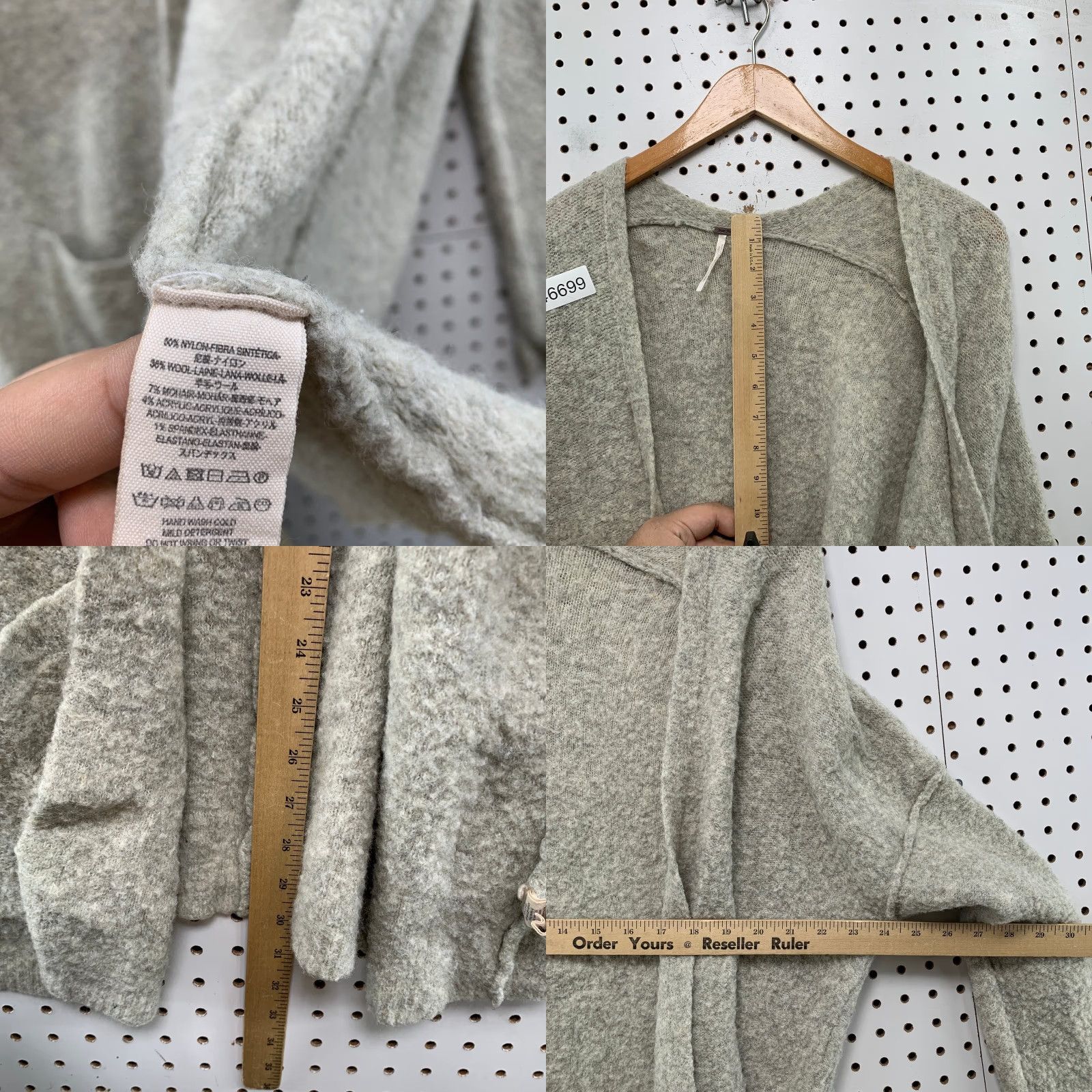 Free People Free People Cardigan Sweater Women's Small Gray Wool Mohair Open Oversize Pockets Knit V-Neck Casual Winter Fall Vintage No Size S / US 4 / IT 40 - 8 Thumbnail