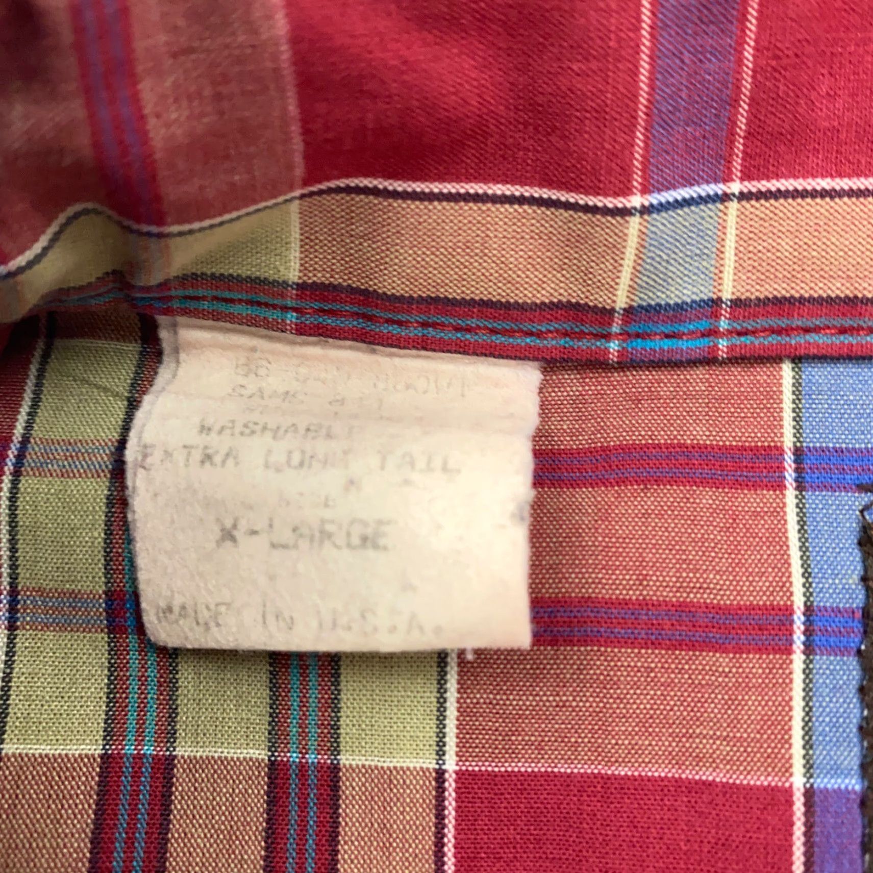 Armani VINTAGE Karman Shirt Mens XL Red Plaid Pearl Snap Long Tail USA Size US XL / EU 56 / 4 - 6 Thumbnail