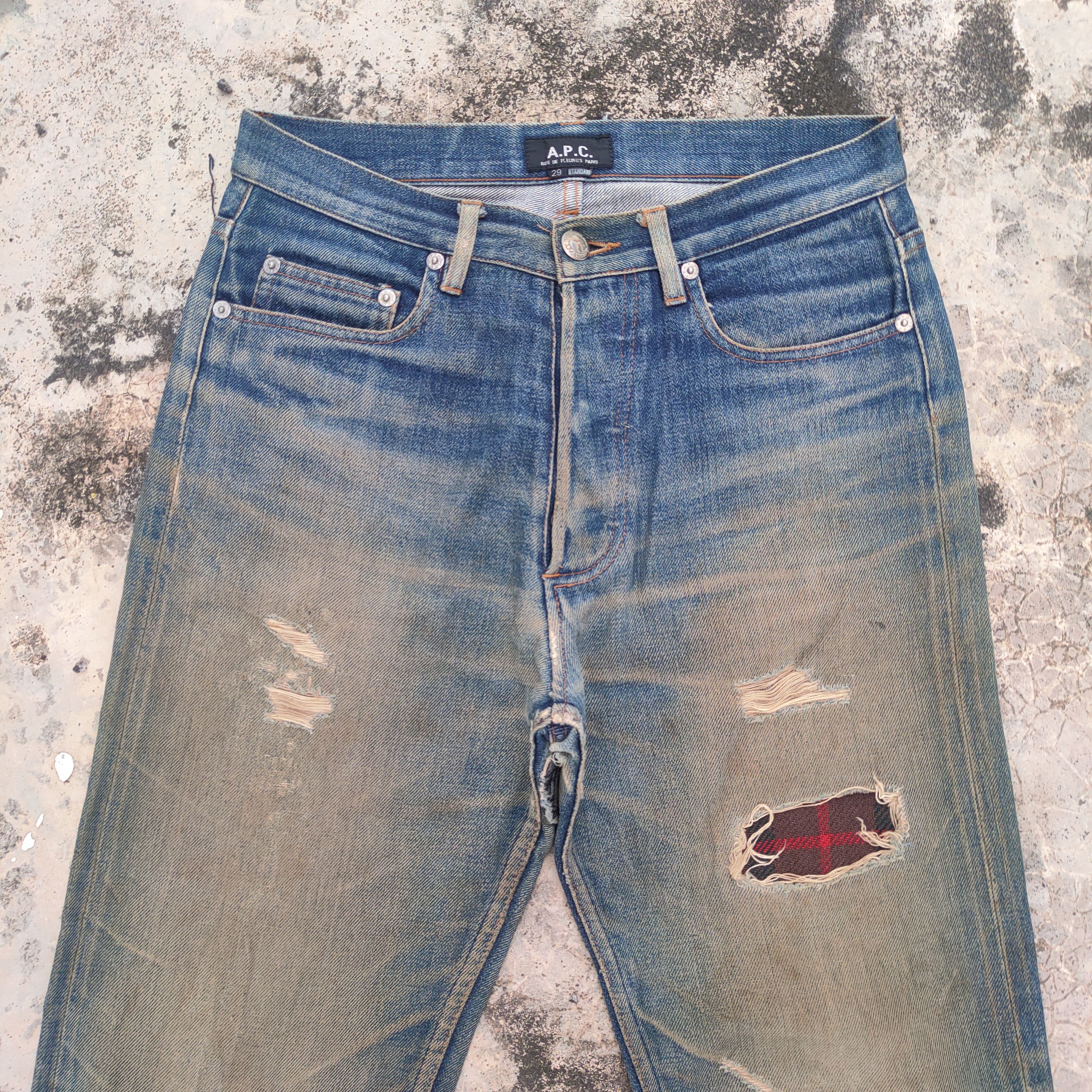 A.P.C. VINTAGE APC RUSTY REDLINE RIPPED JEANS DENIM PANTS Size US 29 - 3 Thumbnail